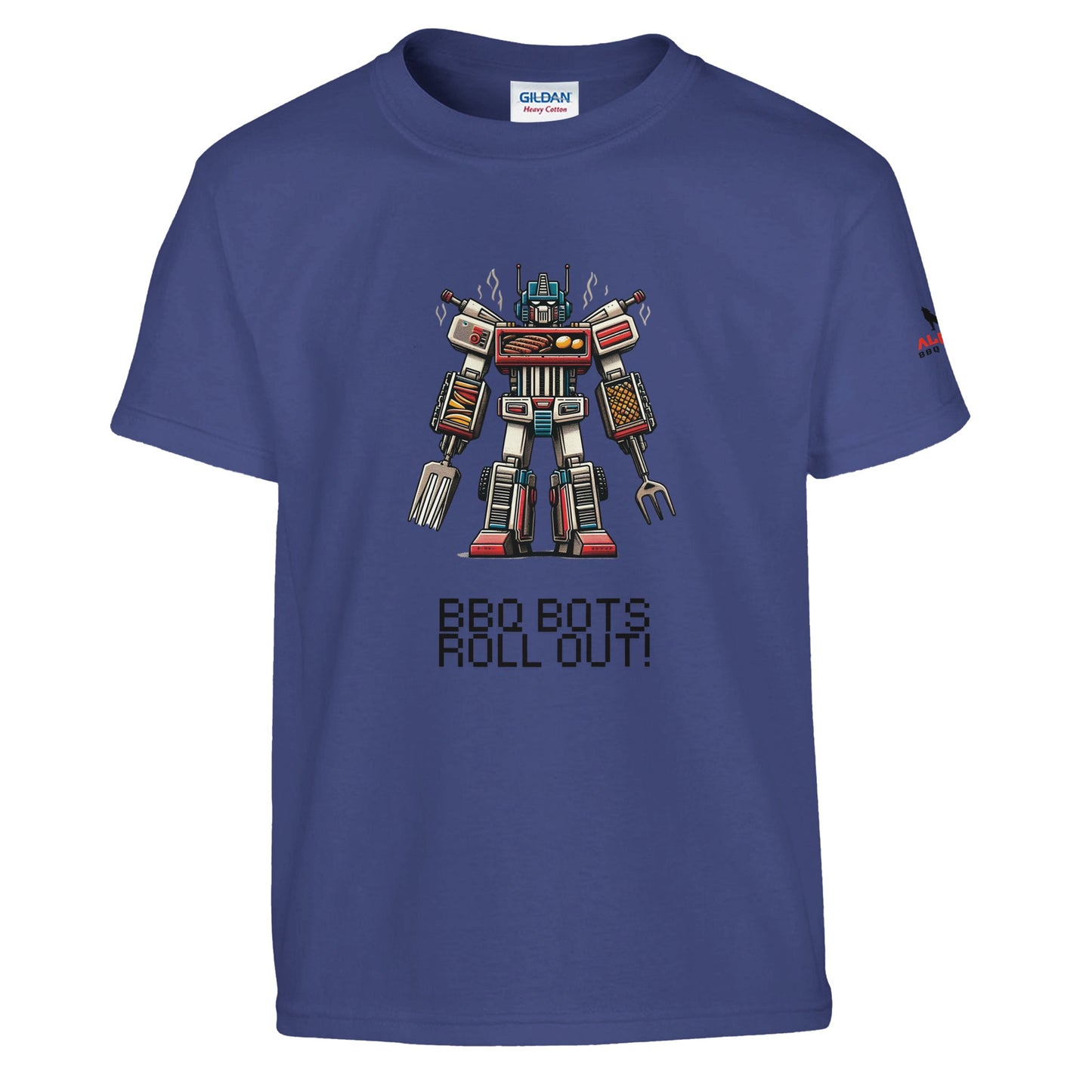 BBQ BOTS ROLL OUT Classic Kids Crewneck T-shirt Purple Alpha BBQ wear BBQ -apparel- BBQ tshirt -BBQ tee