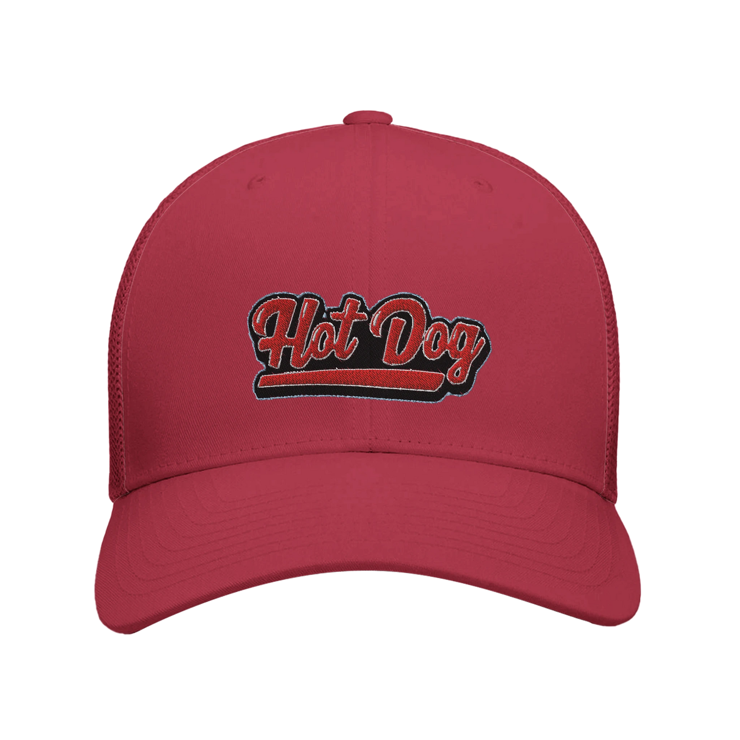 “Hot Dog” Embroidered Retro Trucker Cap Cranberry Alpha BBQ wear BBQ -apparel- BBQ tshirt -BBQ tee