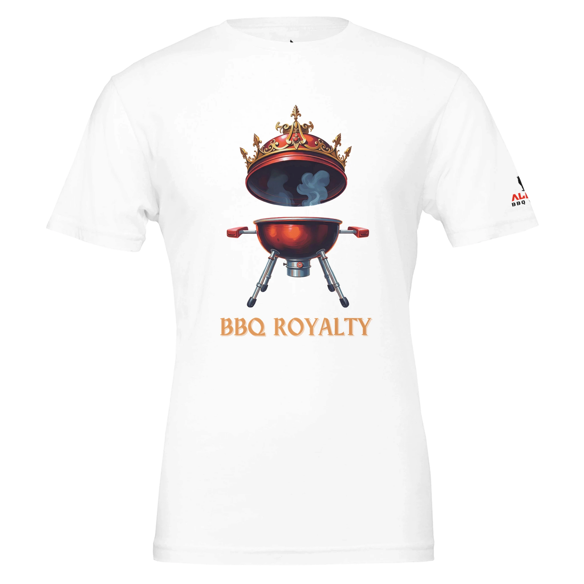 BBQ ROYALTY BBQ Premium Unisex Crewneck T-shirt White Alpha BBQ wear BBQ -apparel- BBQ tshirt -BBQ tee