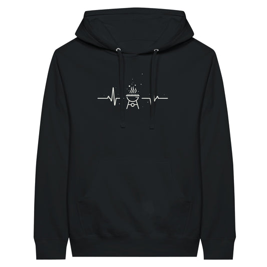 BBQ Heartbeat Premium Unisex Pullover Hoodie Black Alpha BBQ wear BBQ -apparel- BBQ tshirt -BBQ tee