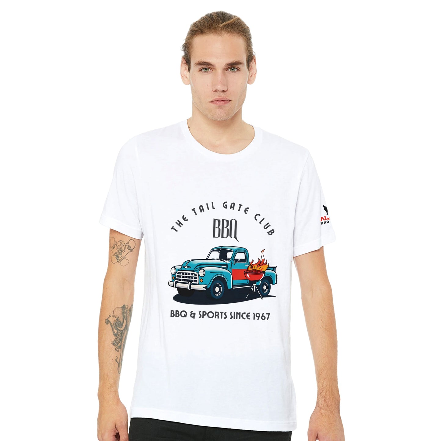 The Tailgate Club BBQ Premium Unisex Crewneck T-shirt Alpha BBQ wear BBQ -apparel- BBQ tshirt -BBQ tee