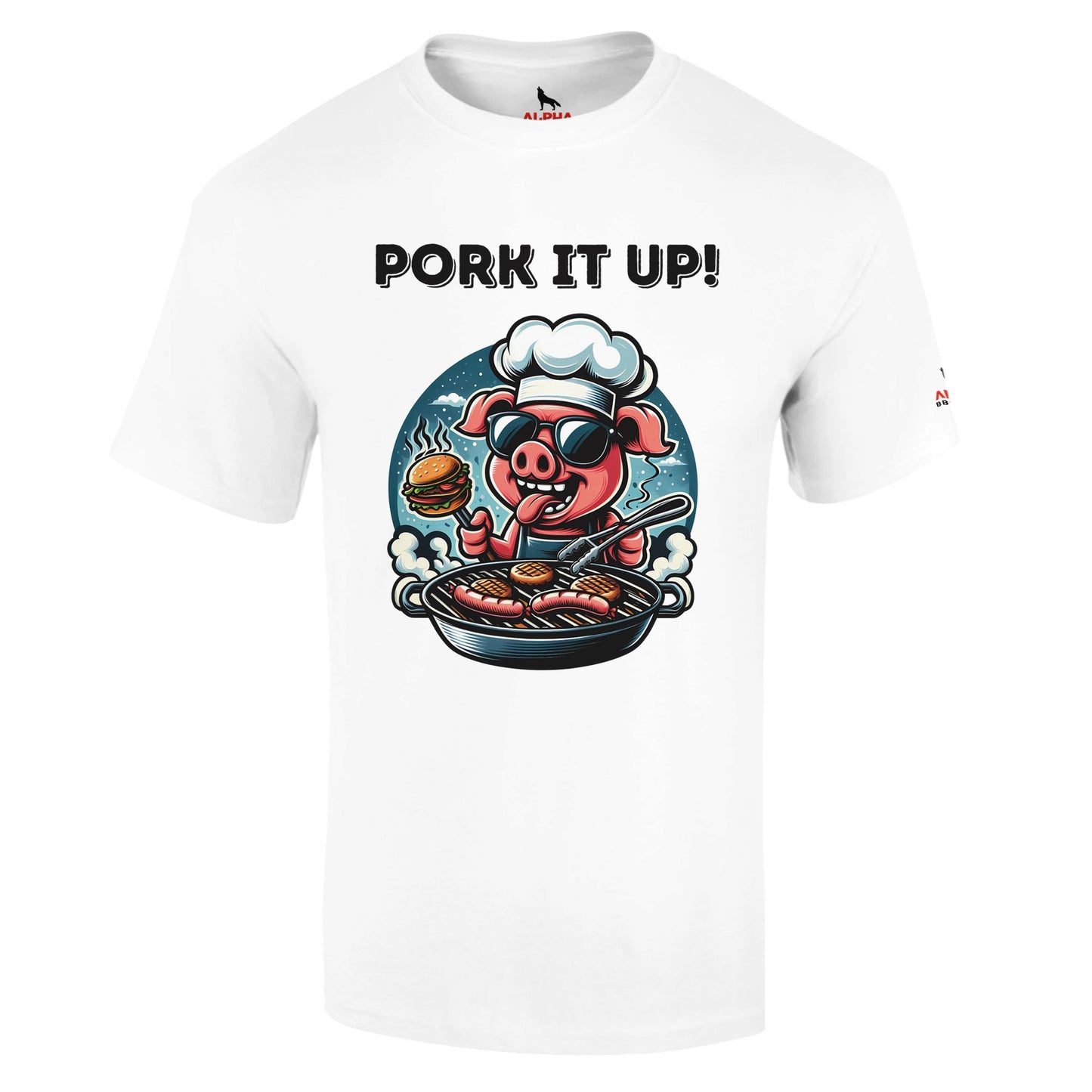 Pork it up ! Heavyweight Unisex Crewneck T-shirt White Alpha BBQ wear BBQ -apparel- BBQ tshirt -BBQ tee