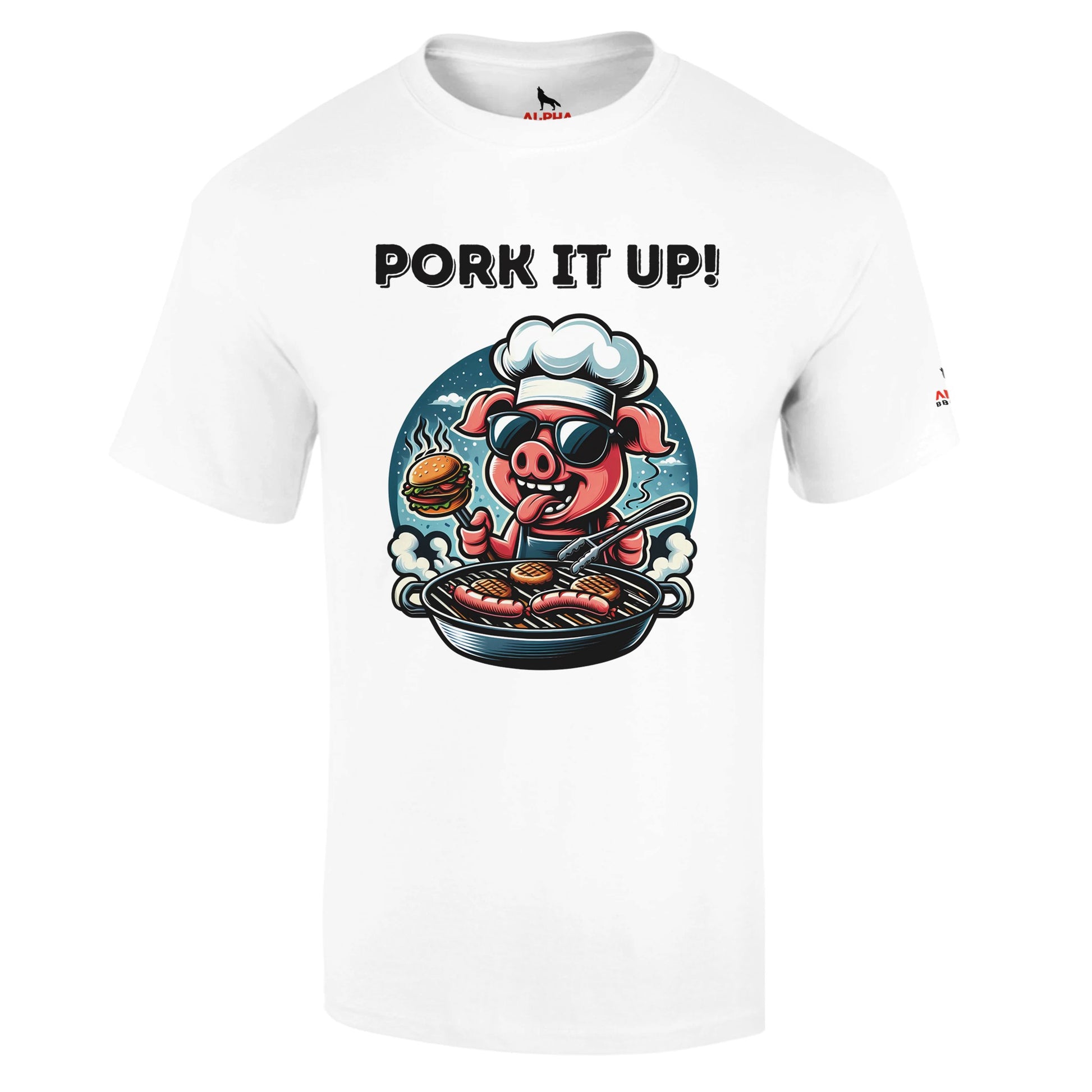 Pork it up ! Heavyweight Unisex Crewneck T-shirt White Alpha BBQ wear BBQ -apparel- BBQ tshirt -BBQ tee
