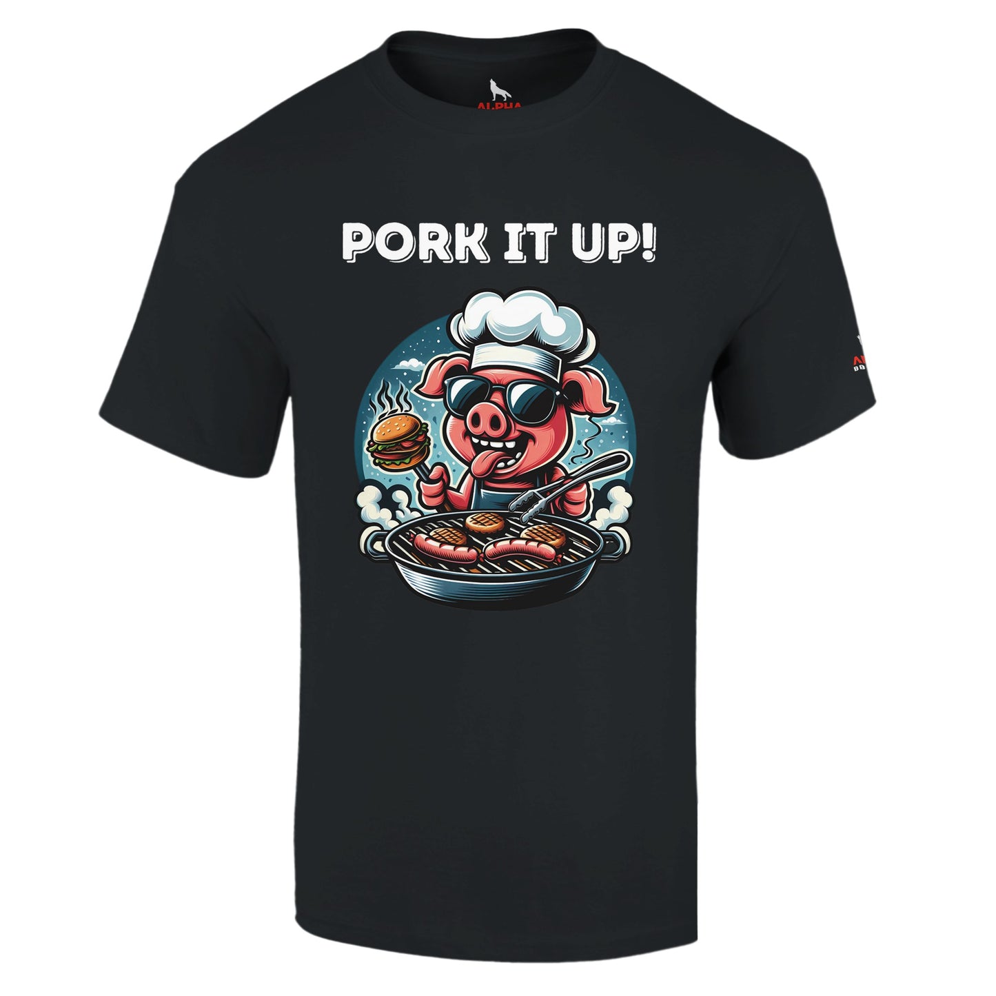 Pork it up ! Heavyweight Unisex Crewneck T-shirt Black Alpha BBQ wear BBQ -apparel- BBQ tshirt -BBQ tee