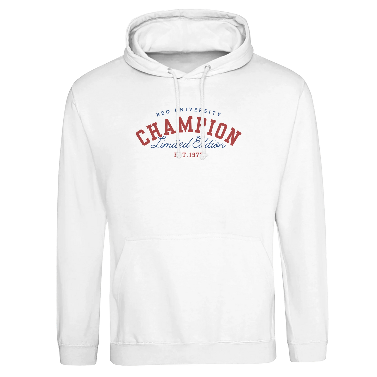 BBQ University β Only the Strongest Grill!Premium Unisex Pullover Hoodie Arctic White Alpha BBQ wear BBQ -apparel- BBQ tshirt -BBQ tee