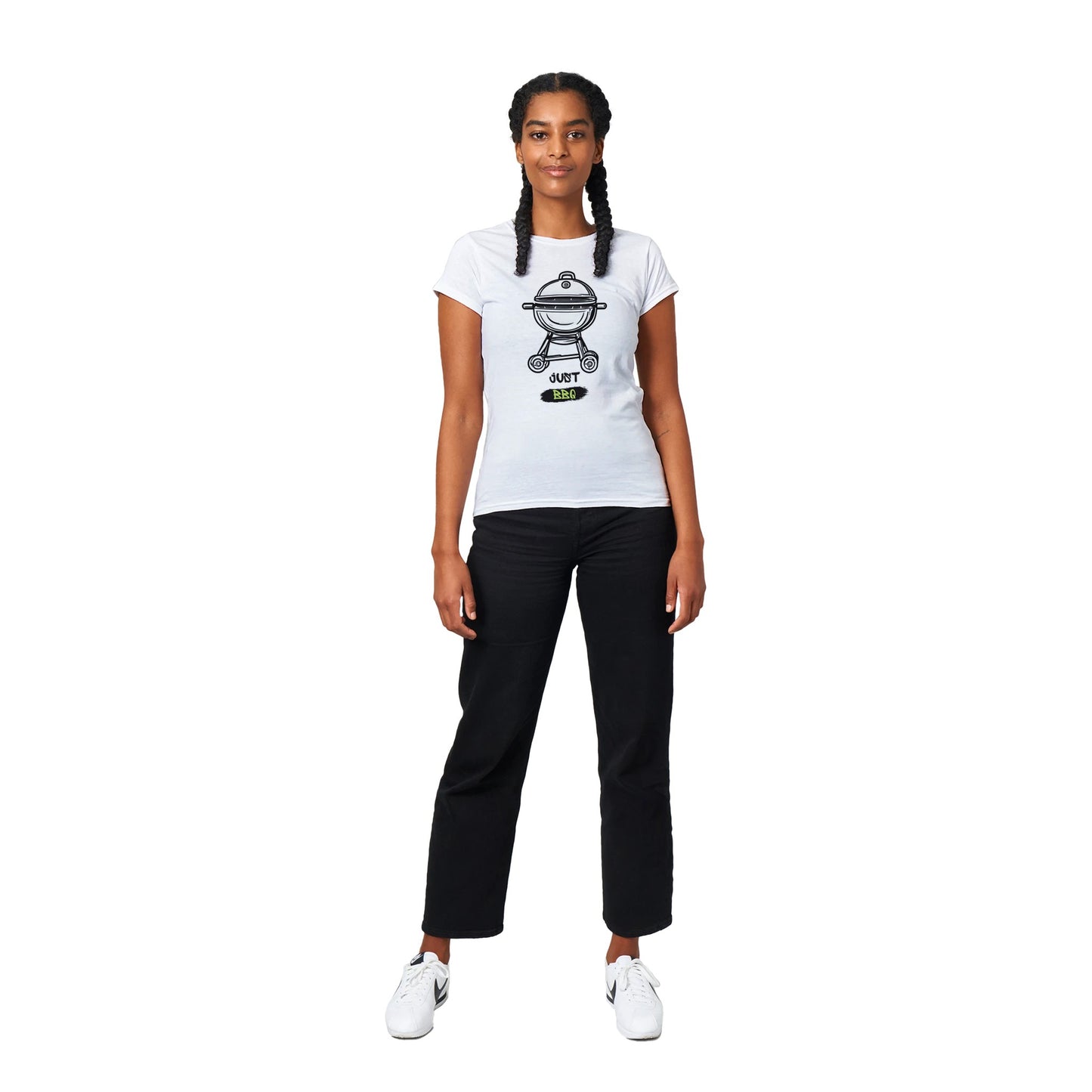 Just BBQ Classic Womens Crewneck T-shirt Alpha BBQ wear BBQ -apparel- BBQ tshirt -BBQ tee