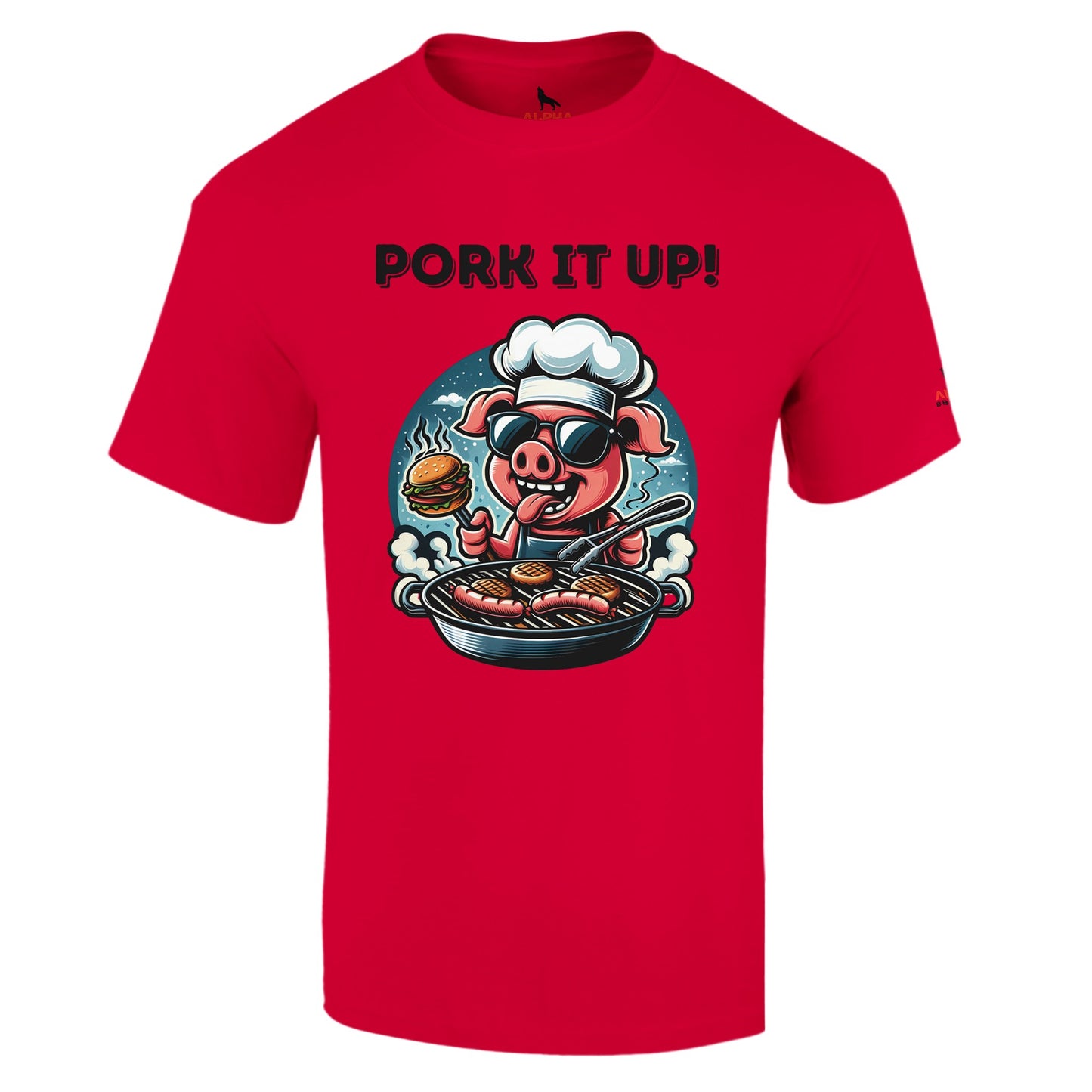 Pork it up ! Heavyweight Unisex Crewneck T-shirt Red Alpha BBQ wear BBQ -apparel- BBQ tshirt -BBQ tee