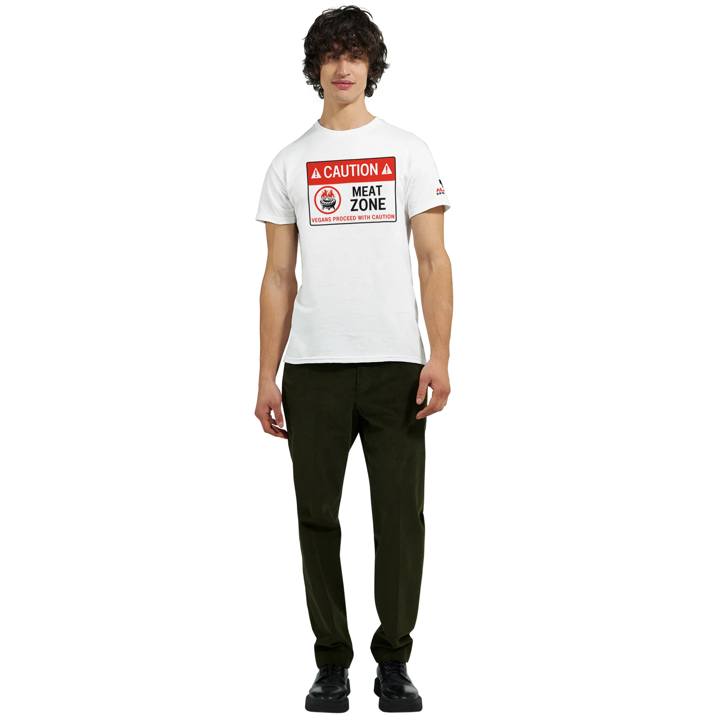 DANGER: Meat Zone – Vegans Proceed with Caution Heavyweight Unisex Crewneck T-shirt Alpha BBQ wear BBQ -apparel- BBQ tshirt -BBQ tee