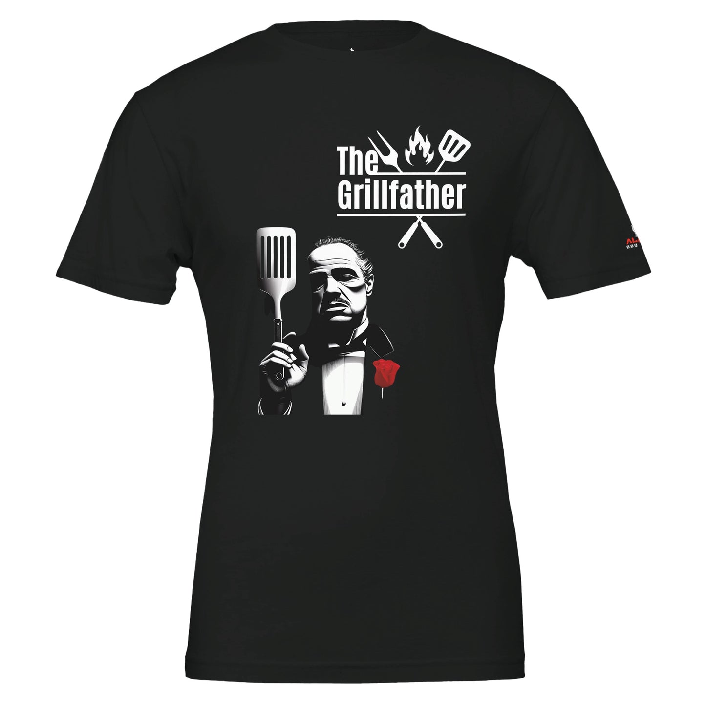 The Grillfather Premium Unisex Crewneck T-shirt Vintage Black Alpha BBQ wear BBQ -apparel- BBQ tshirt -BBQ tee