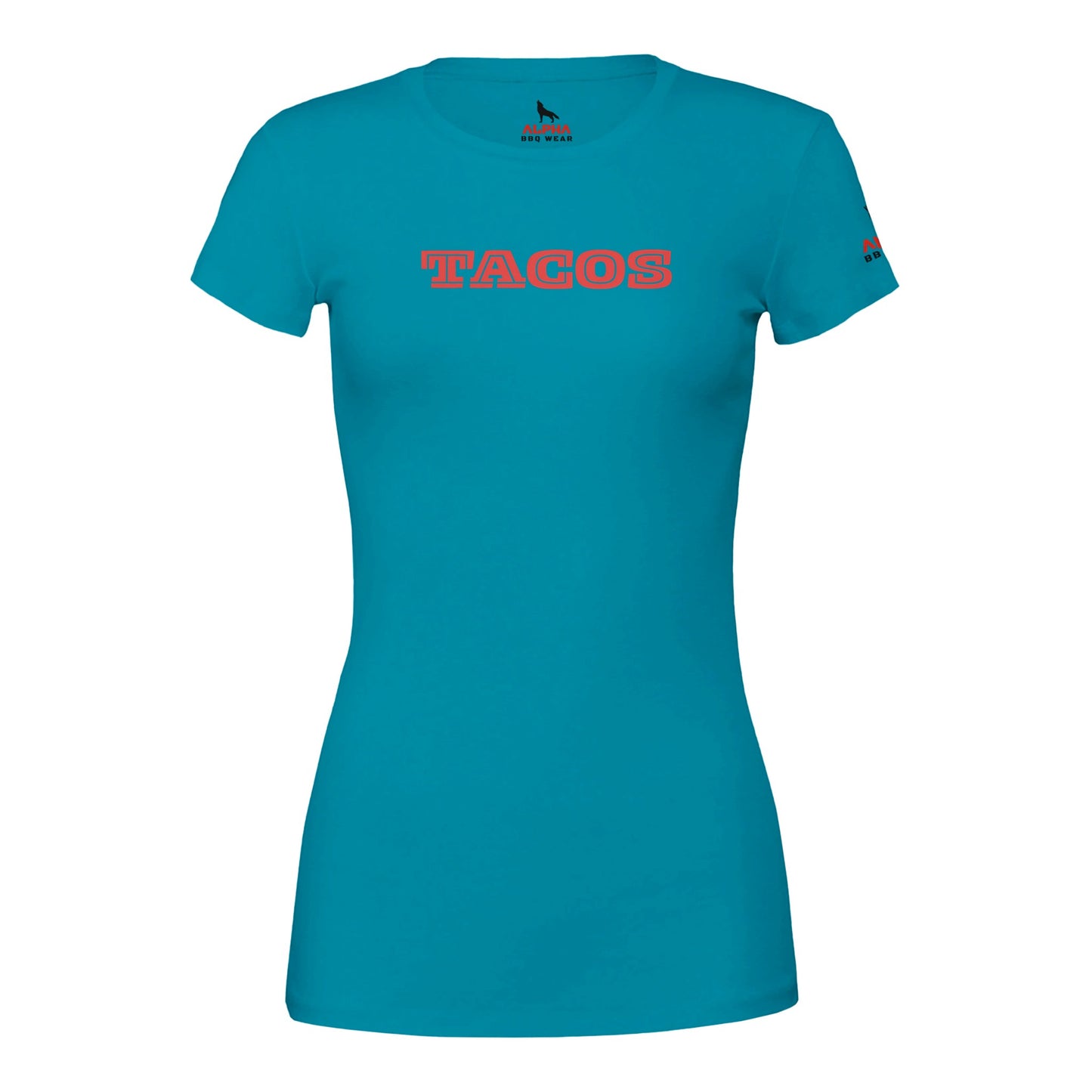 TACOS Custom BBQ T-Shirt Premium Womens Crewneck T-shirt Teal Alpha BBQ wear BBQ -apparel- BBQ tshirt -BBQ tee