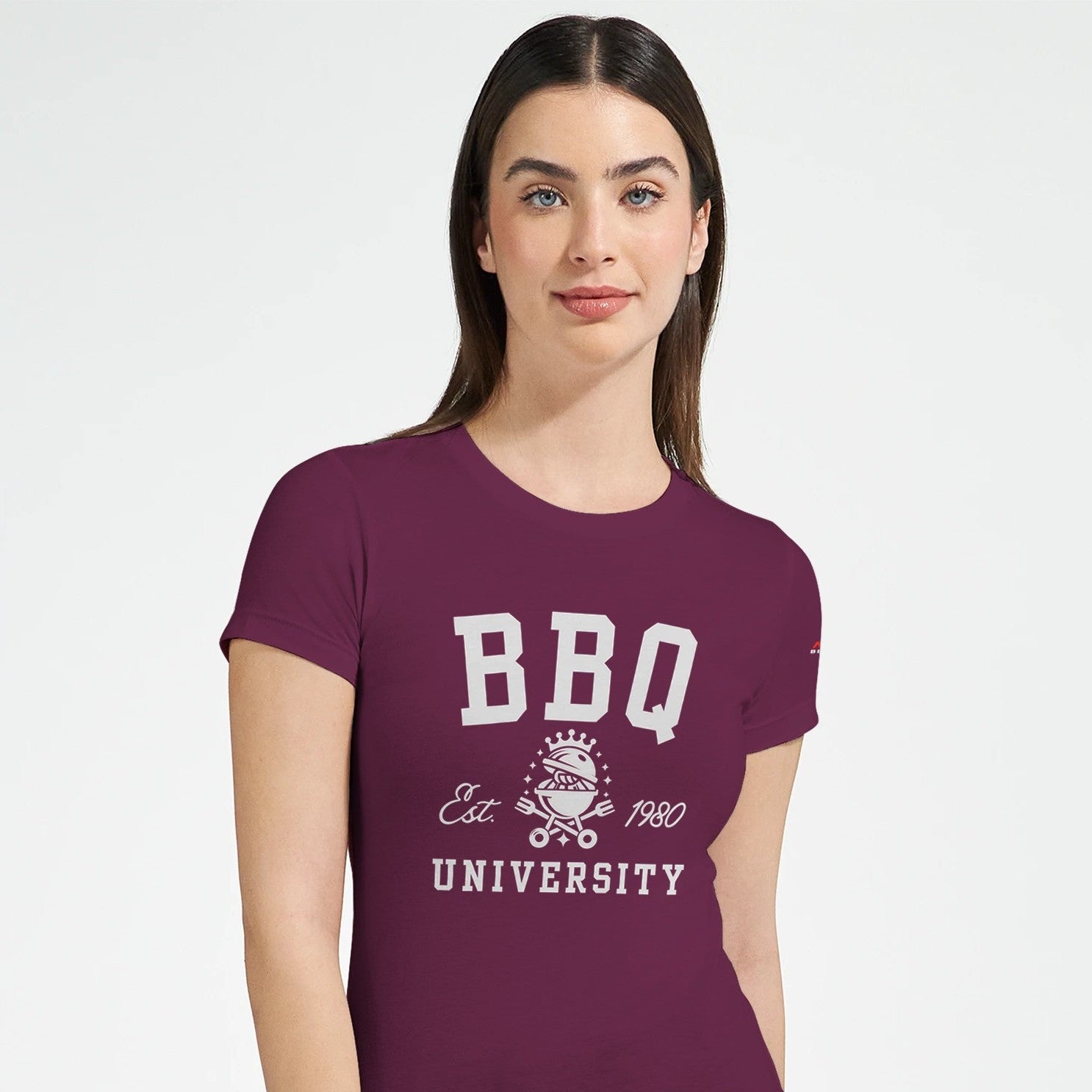 BBQ University T-Shirt Premium Womens Crewneck T-shirt Alpha BBQ wear BBQ -apparel- BBQ tshirt -BBQ tee