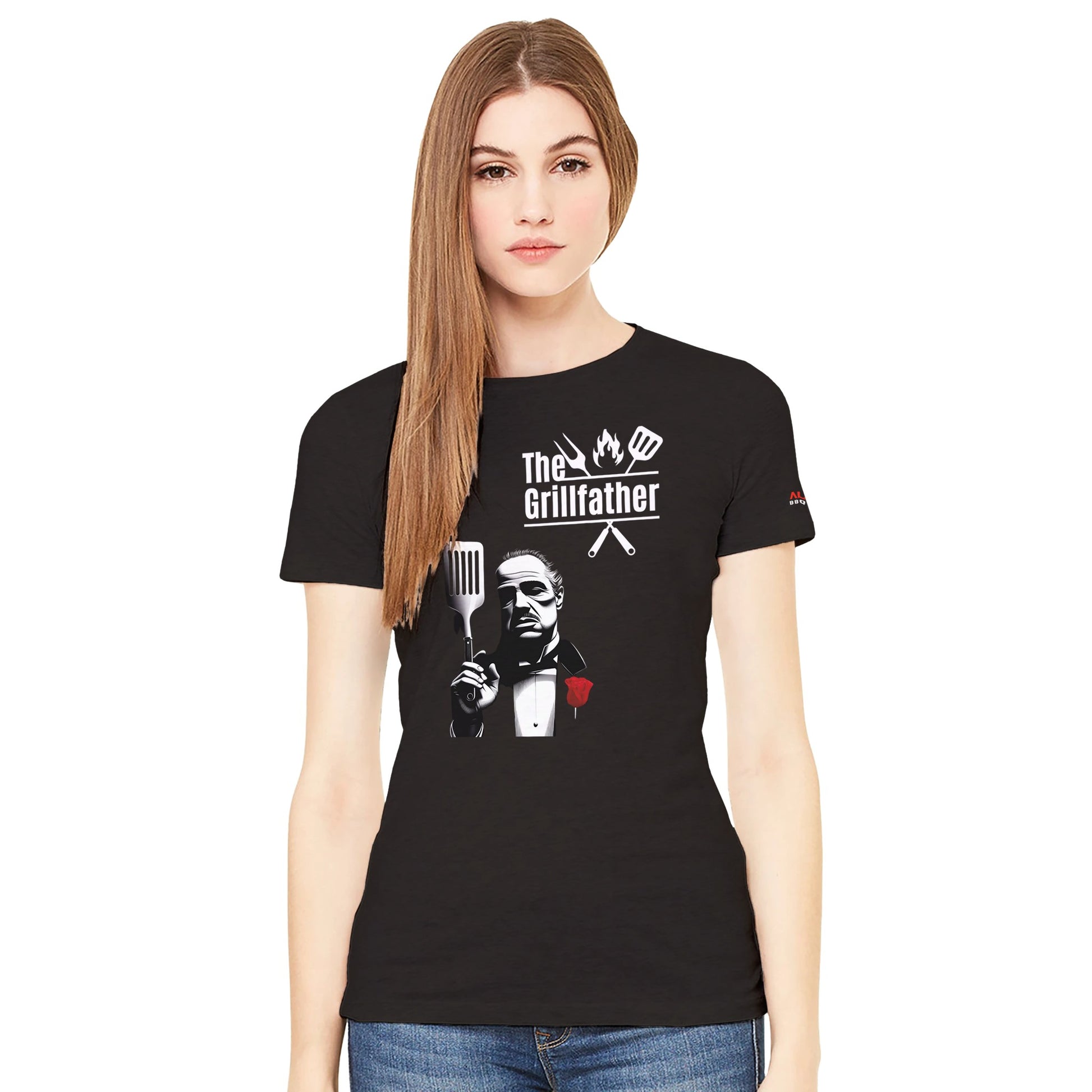The Grillfather Premium Womens Crewneck T-shirt Alpha BBQ wear BBQ -apparel- BBQ tshirt -BBQ tee
