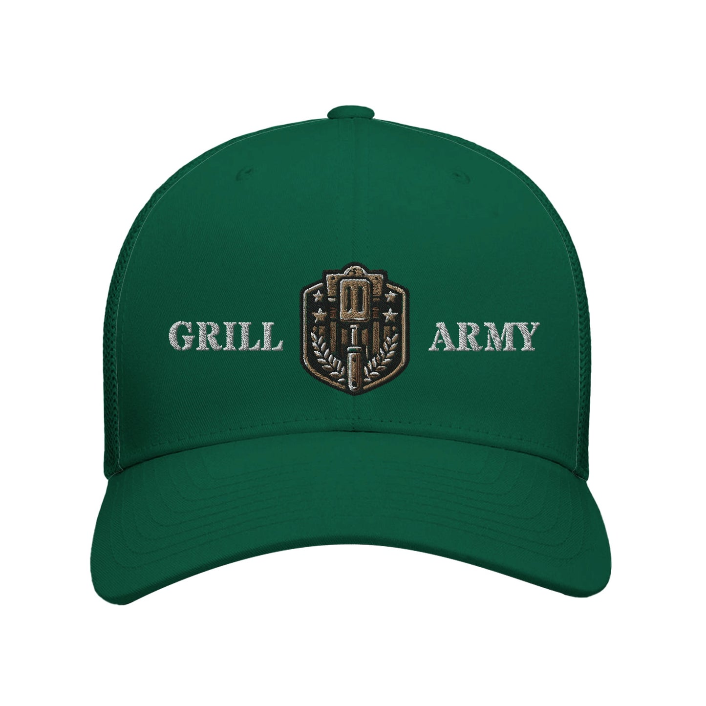 Grill Army military badge Retro Trucker Cap embroidered | 4 colors available Evergreen Alpha BBQ wear BBQ -apparel- BBQ tshirt -BBQ tee