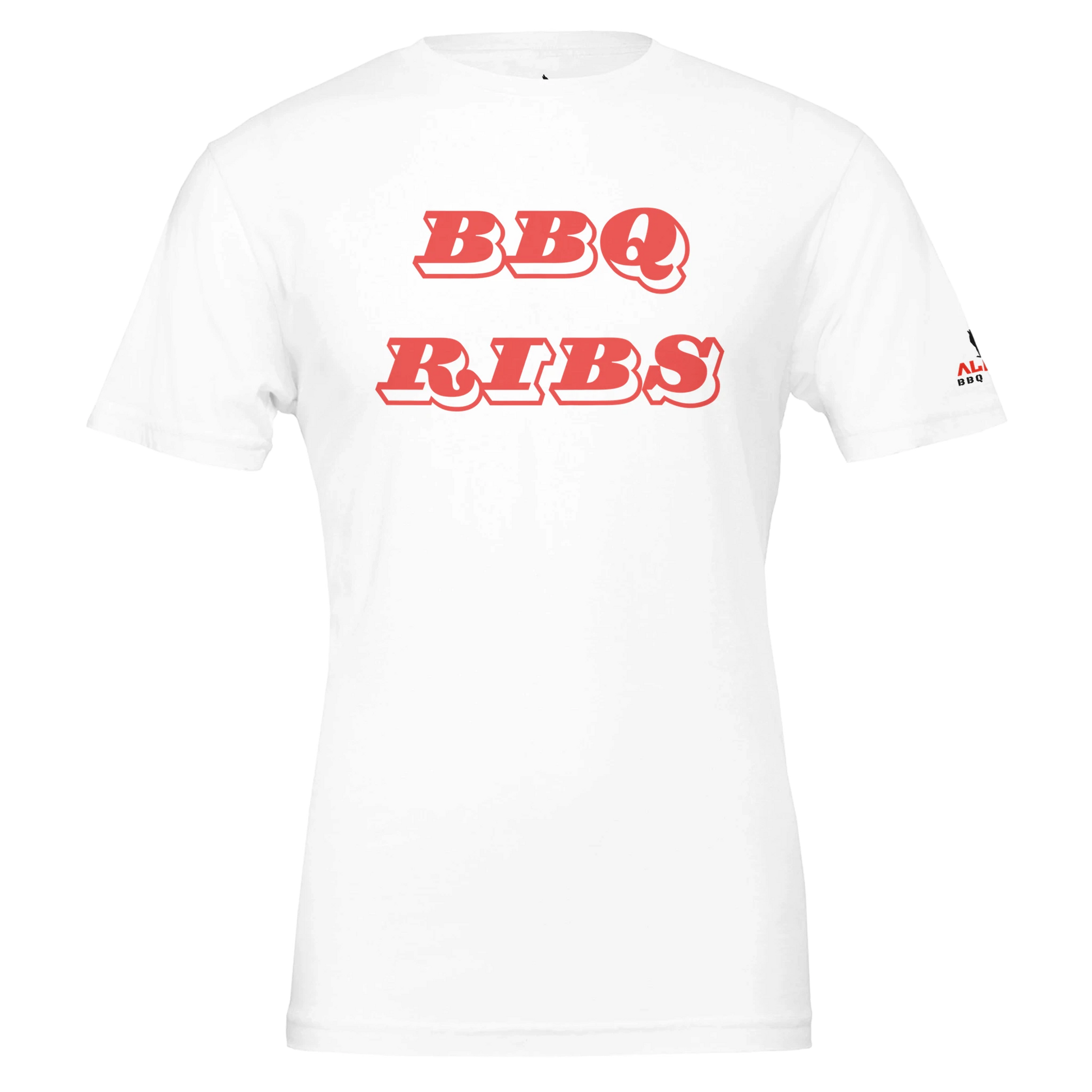 BBQ RIBS Custom BBQ tee Premium Unisex Crewneck tshirt White Alpha BBQ wear BBQ -apparel- BBQ tshirt -BBQ tee