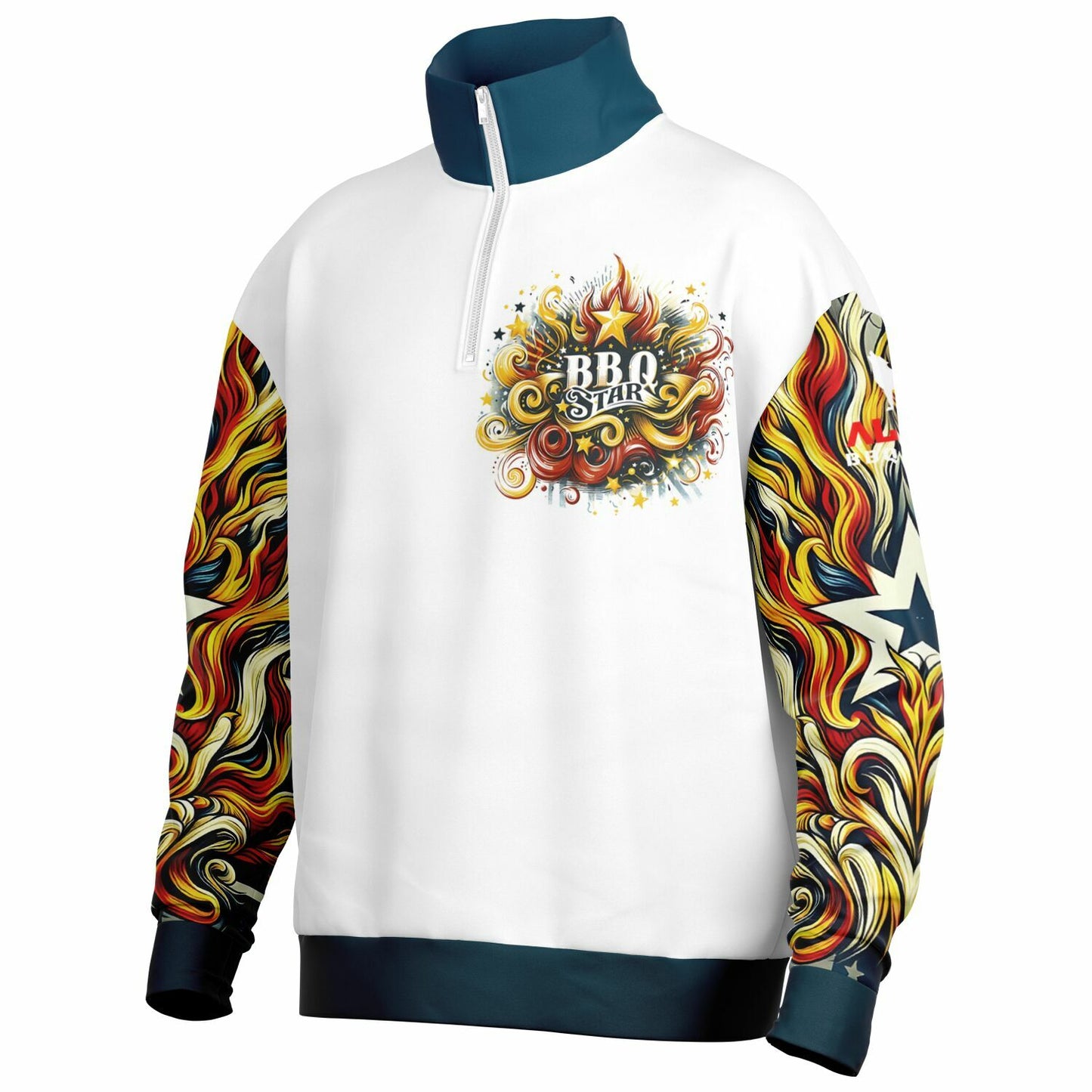 BBQ STAR Heavyweight Oversized Quarter Zip Sweatshirt - AOP