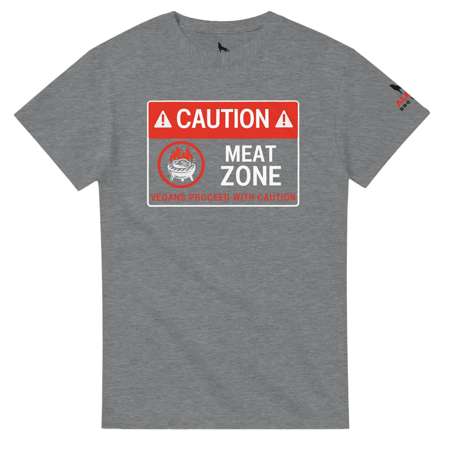 DANGER: Meat Zone – Vegans Proceed with Caution Heavyweight Unisex Crewneck T-shirt Sport Grey Alpha BBQ wear BBQ -apparel- BBQ tshirt -BBQ tee