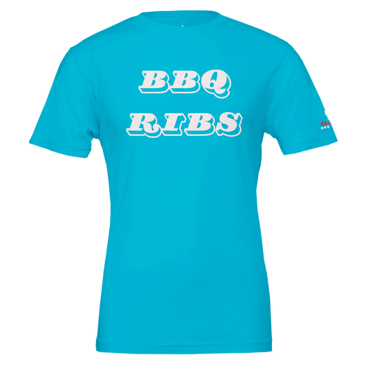 BBQ RIBS Custom BBQ tee Premium Unisex Crewneck tshirt Turquoise Alpha BBQ wear BBQ -apparel- BBQ tshirt -BBQ tee