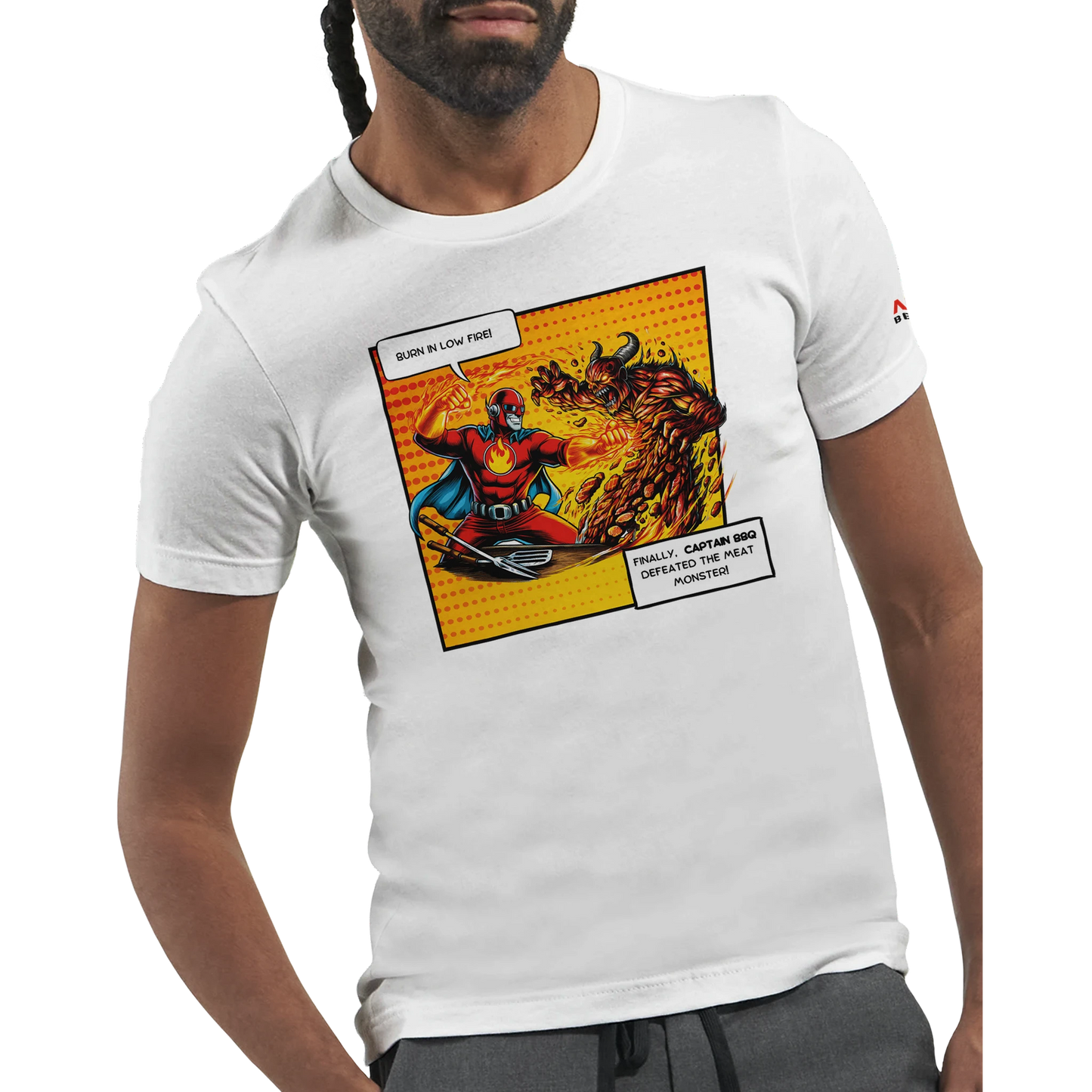Captain BBQ vs. The Meat Monster – BBQ T-Shirt Premium Unisex Crewneck T-shirt Alpha BBQ wear BBQ -apparel- BBQ tshirt -BBQ tee