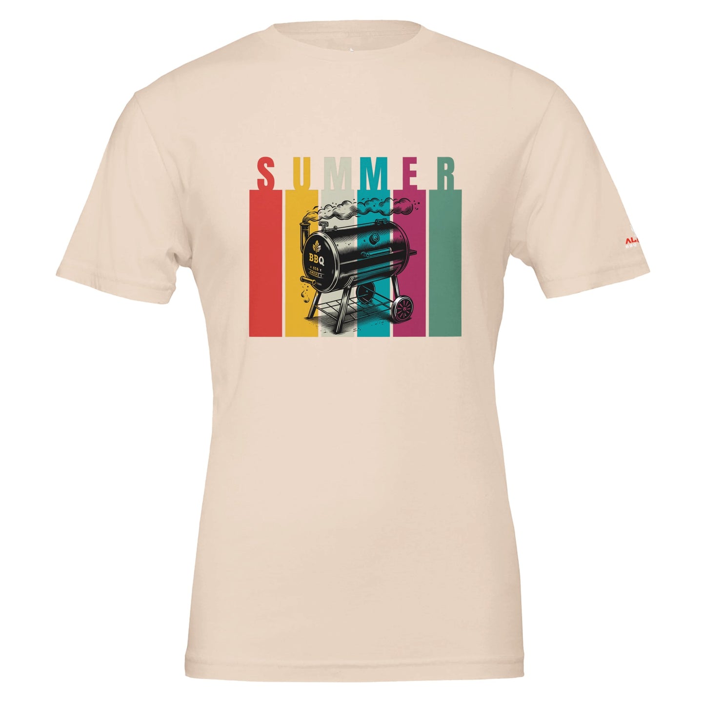 SUMMER BBQ Premium Unisex Crewneck T-shirt Soft Pink Alpha BBQ wear BBQ -apparel- BBQ tshirt -BBQ tee