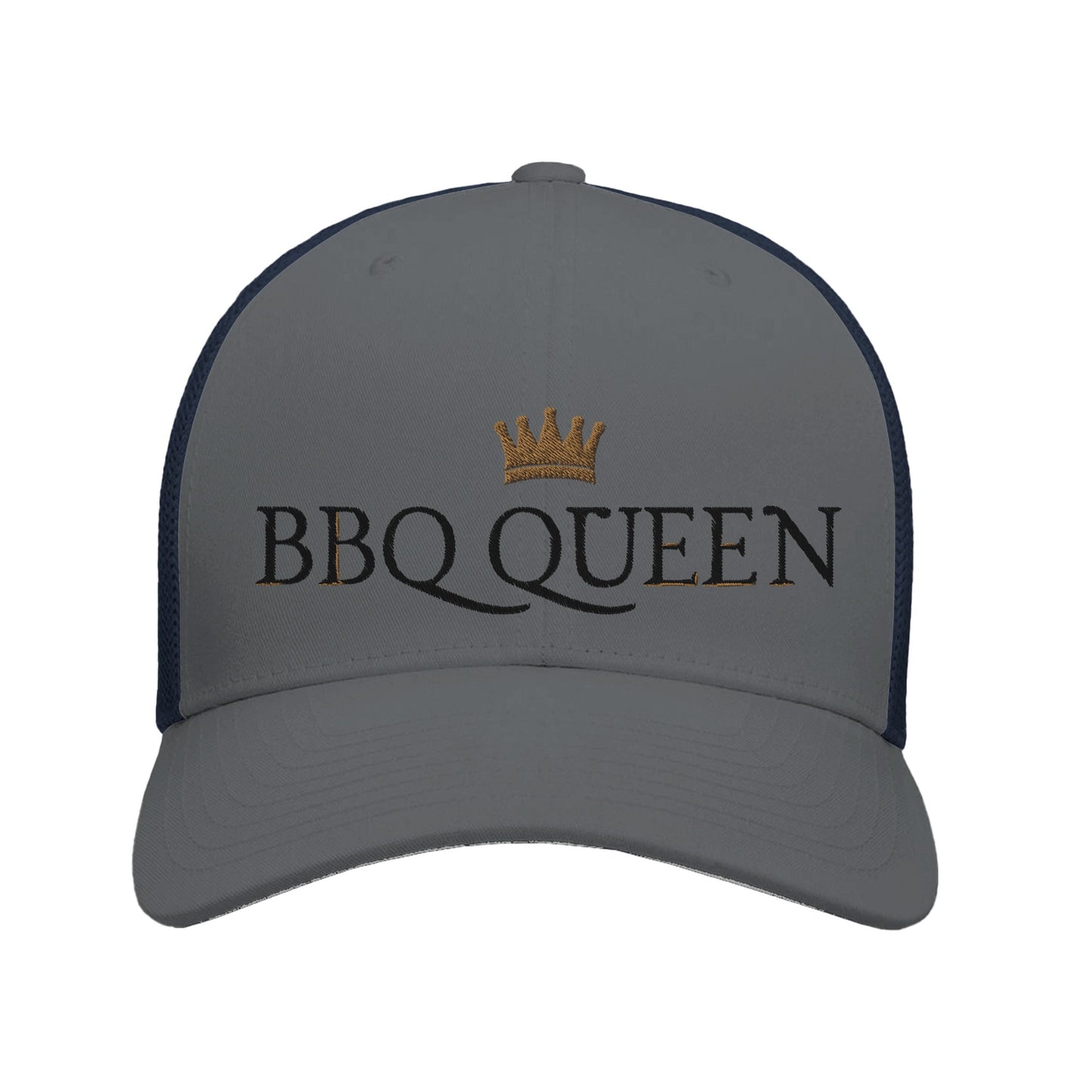 BBQ QUEEN Adult 6-Panel Trucker Cap embroidered | 4colors available charcoal navy Alpha BBQ wear BBQ -apparel- BBQ tshirt -BBQ tee
