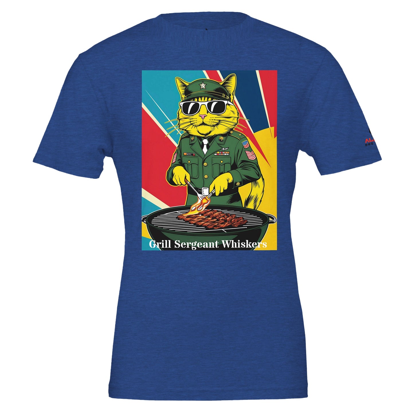 Premium Unisex Crewneck T-shirt | Bella + Canvas 3001 Heather True Royal Alpha BBQ wear BBQ -apparel- BBQ tshirt -BBQ tee