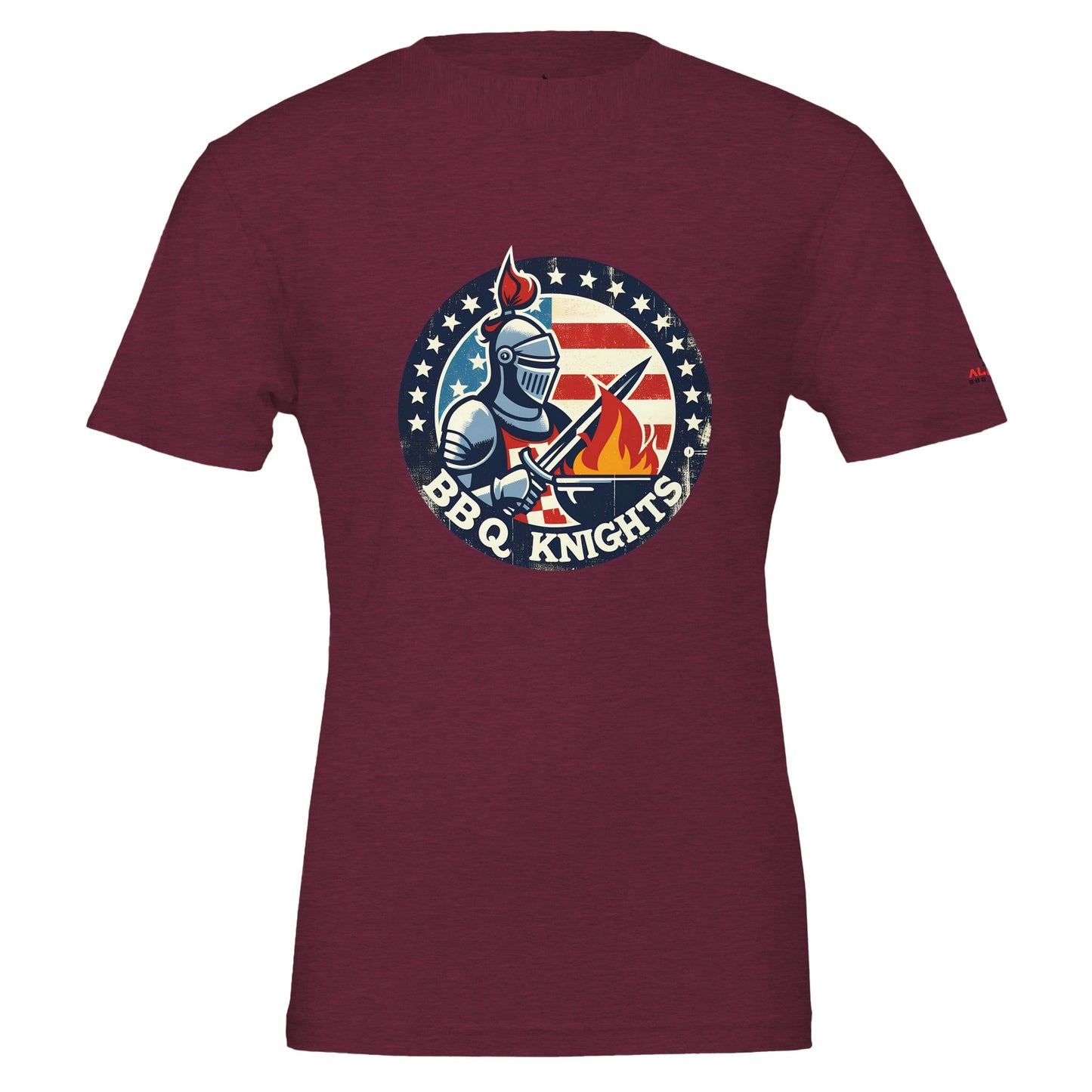 BBQ Knightss Premium Unisex Crewneck T-shirt Heather Cardinal Alpha BBQ wear BBQ -apparel- BBQ tshirt -BBQ tee