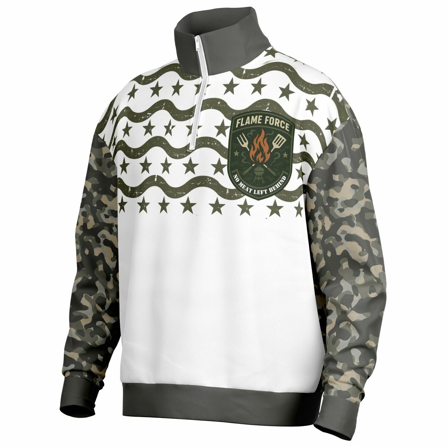 FLAME FORCE Camo heavyweight Oversized Quarter Zip Sweatshirt