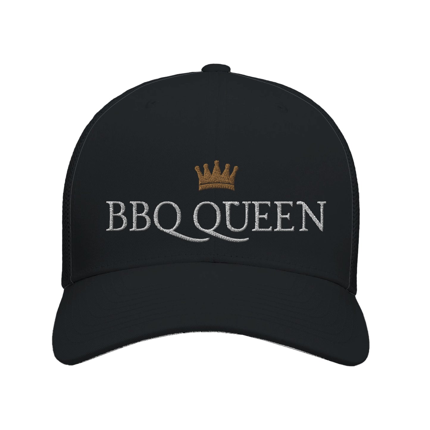 BBQ QUEEN Adult 6-Panel Trucker Cap embroidered | 4colors available Black Alpha BBQ wear BBQ -apparel- BBQ tshirt -BBQ tee