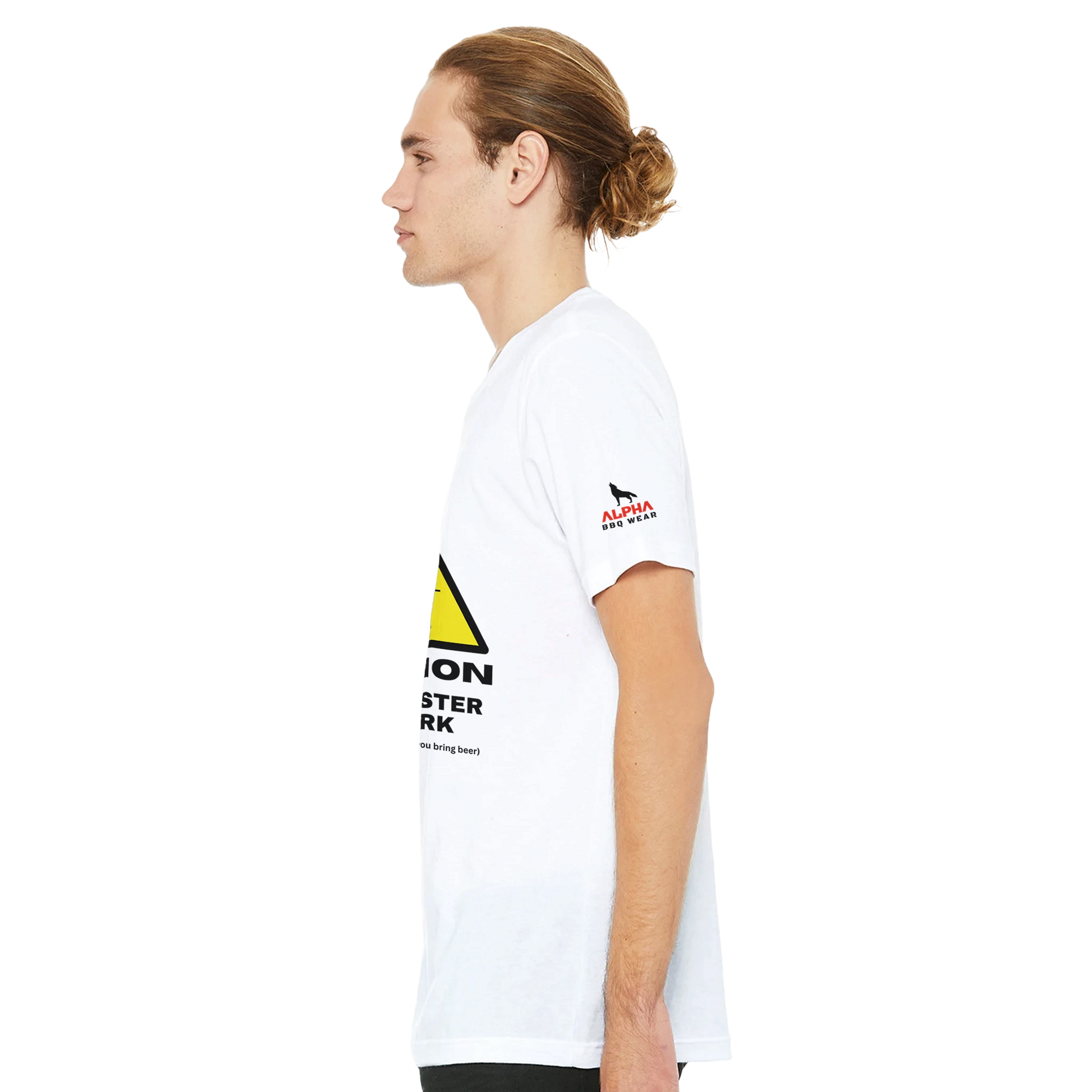 Caution: BBQ Master at Work Premium Unisex Crewneck T-shirt Alpha BBQ wear BBQ -apparel- BBQ tshirt -BBQ tee