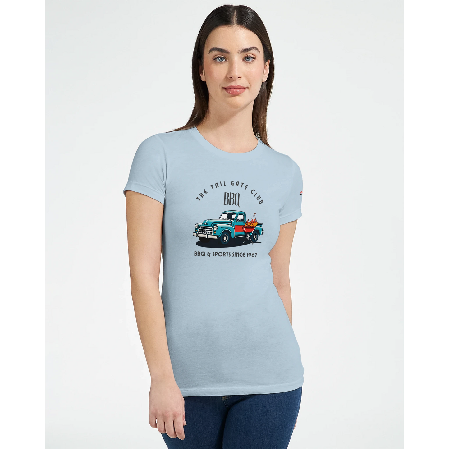 The Tailgate Club BBQ Premium Womens Crewneck T-shirt Alpha BBQ wear BBQ -apparel- BBQ tshirt -BBQ tee