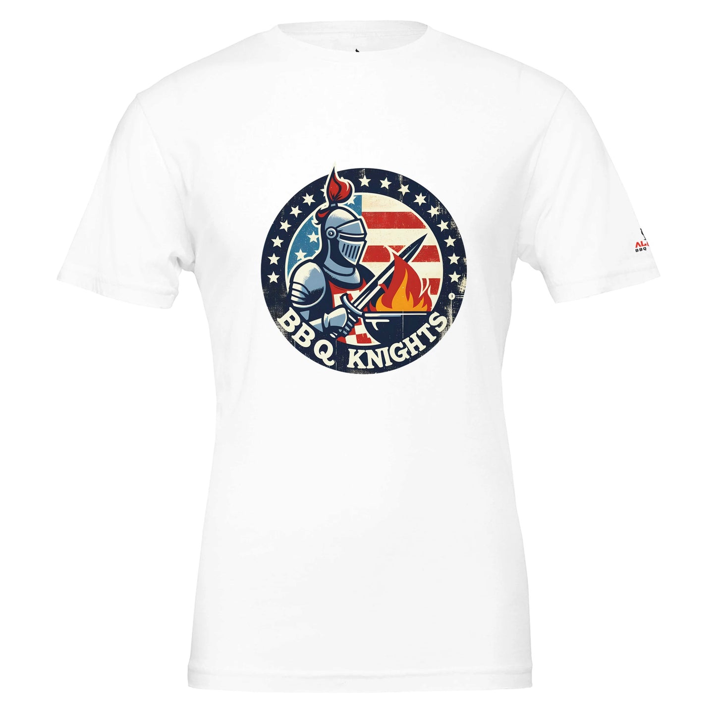 BBQ Knightss Premium Unisex Crewneck T-shirt White Alpha BBQ wear BBQ -apparel- BBQ tshirt -BBQ tee
