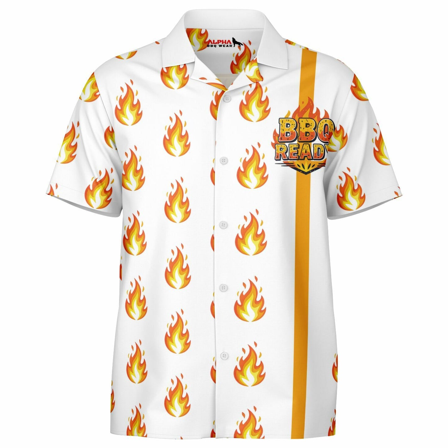 BBQ READY Flame Hawaiian spread Collar Short Sleeve Button-Down Shirt