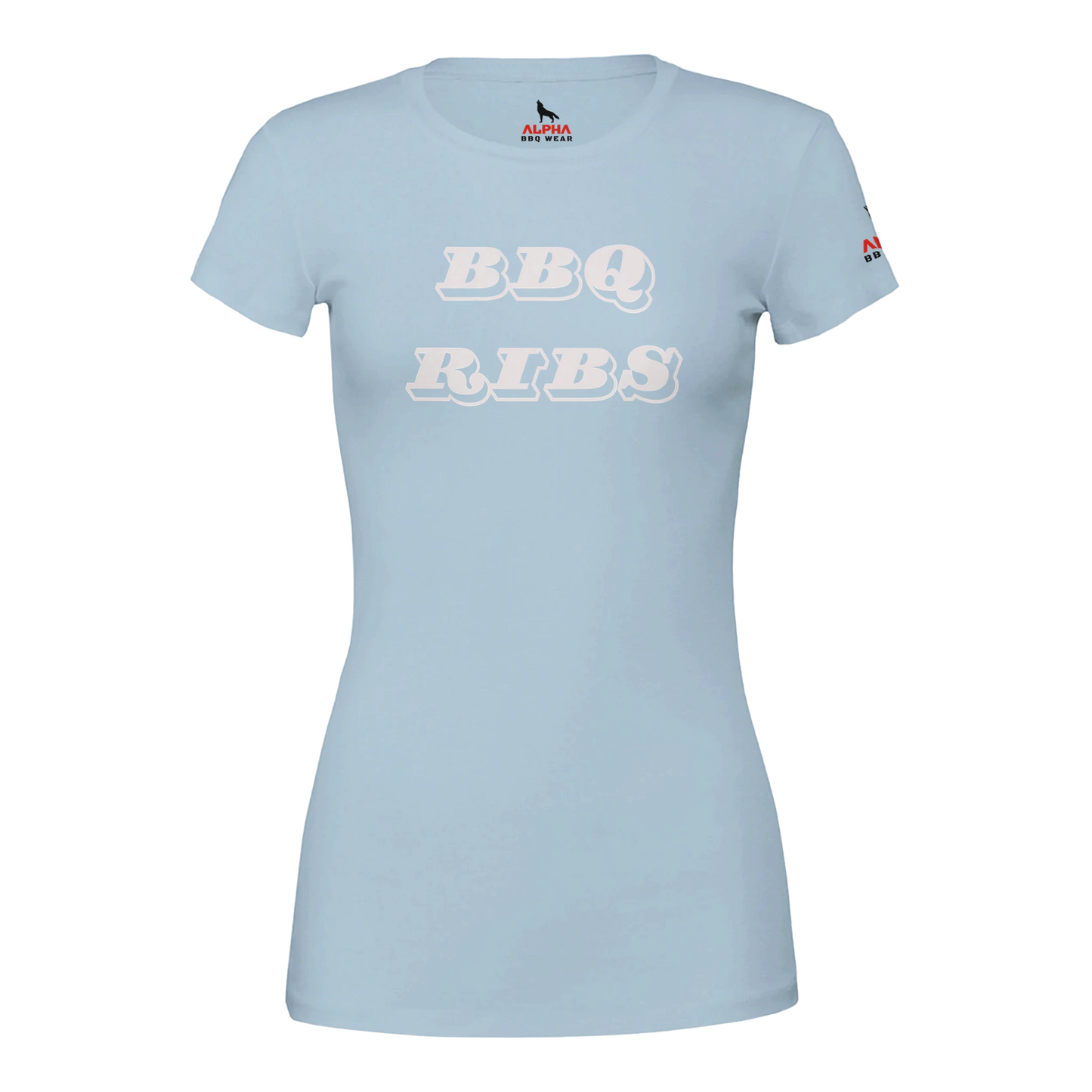 BBQ RIBS Custom BBQ T-Shirt | Premium Womens Crewneck T-shirt Baby Blue Alpha BBQ wear BBQ -apparel- BBQ tshirt -BBQ tee