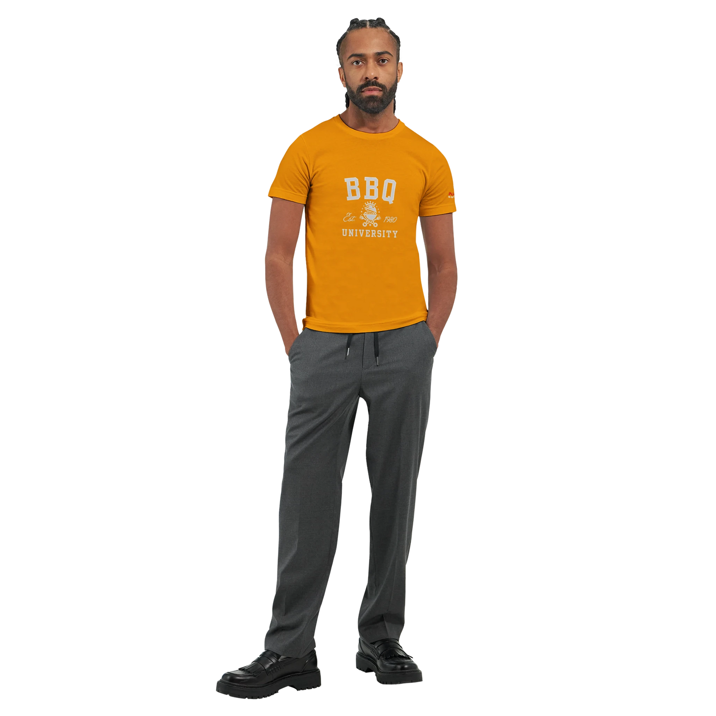 BBQ University T-Shirt Premium Unisex Crewneck T-shirt Alpha BBQ wear BBQ -apparel- BBQ tshirt -BBQ tee