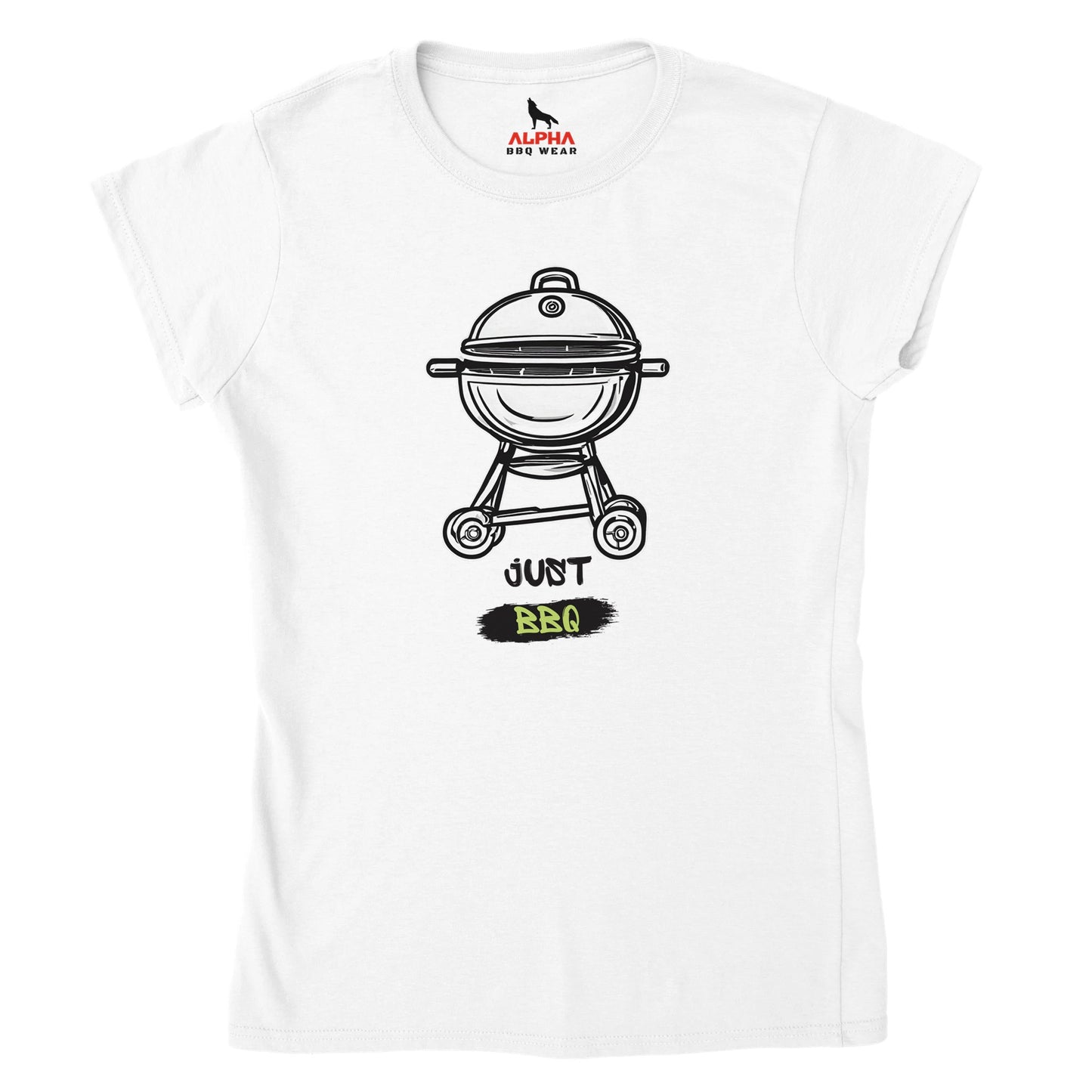 Just BBQ Classic Womens Crewneck T-shirt Alpha BBQ wear BBQ -apparel- BBQ tshirt -BBQ tee