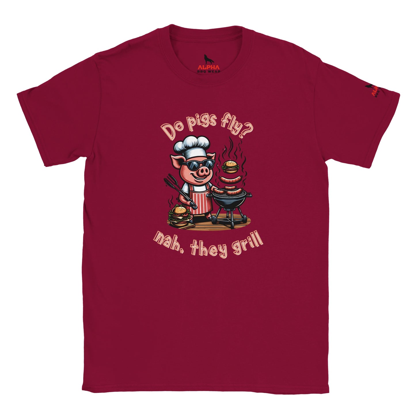 Do pigs fly? Classic Kids crewneck Tshirt Alpha BBQ wear BBQ -apparel- BBQ tshirt -BBQ tee