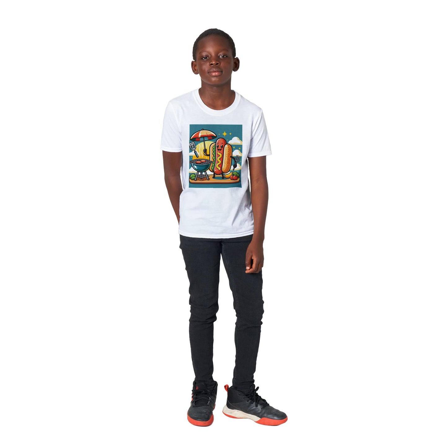 BBQ Hot dog Classic Kids Crewneck T-shirt Alpha BBQ wear BBQ -apparel- BBQ tshirt -BBQ tee
