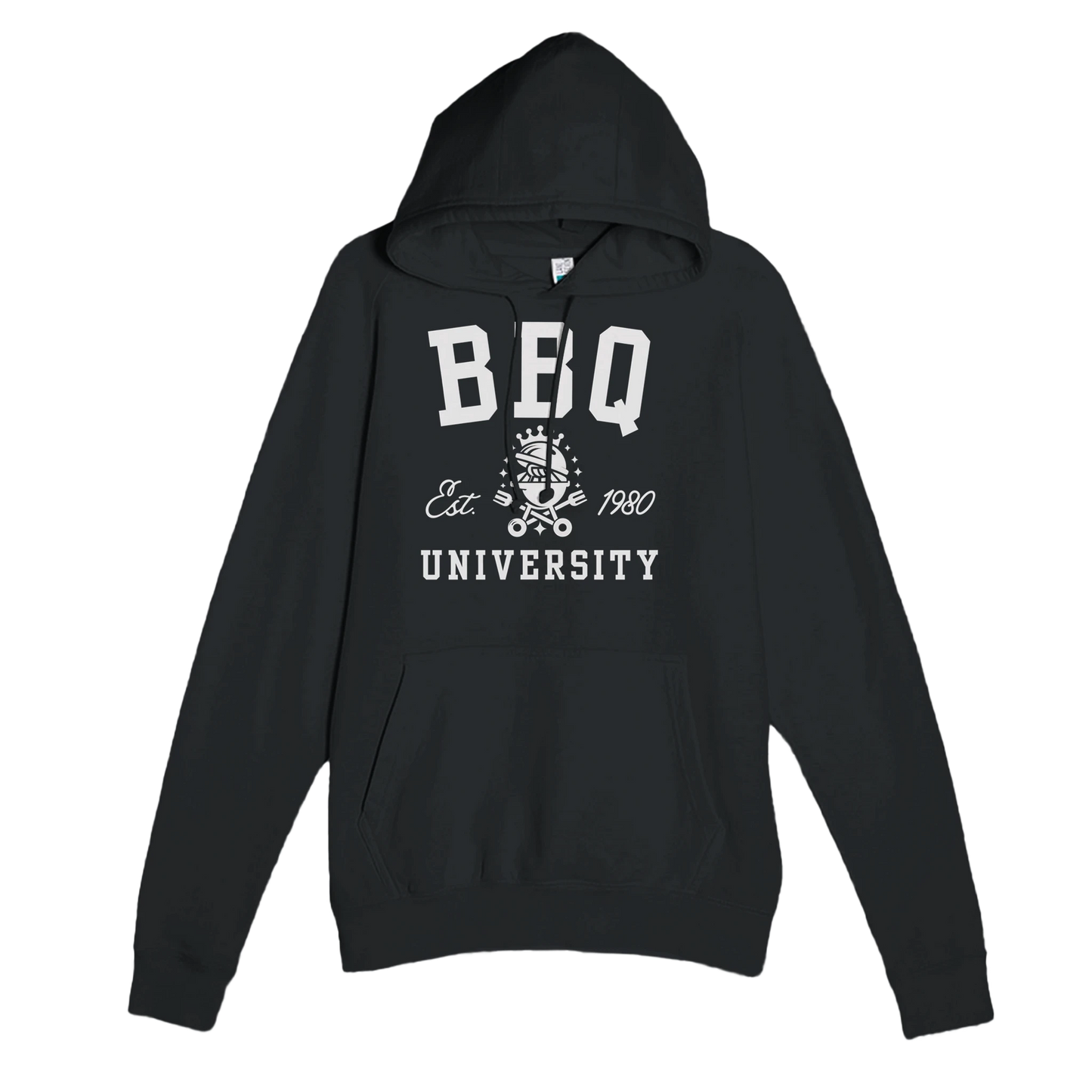 BBQ University Premium Unisex Pullover Hoodie Black Alpha BBQ wear BBQ -apparel- BBQ tshirt -BBQ tee