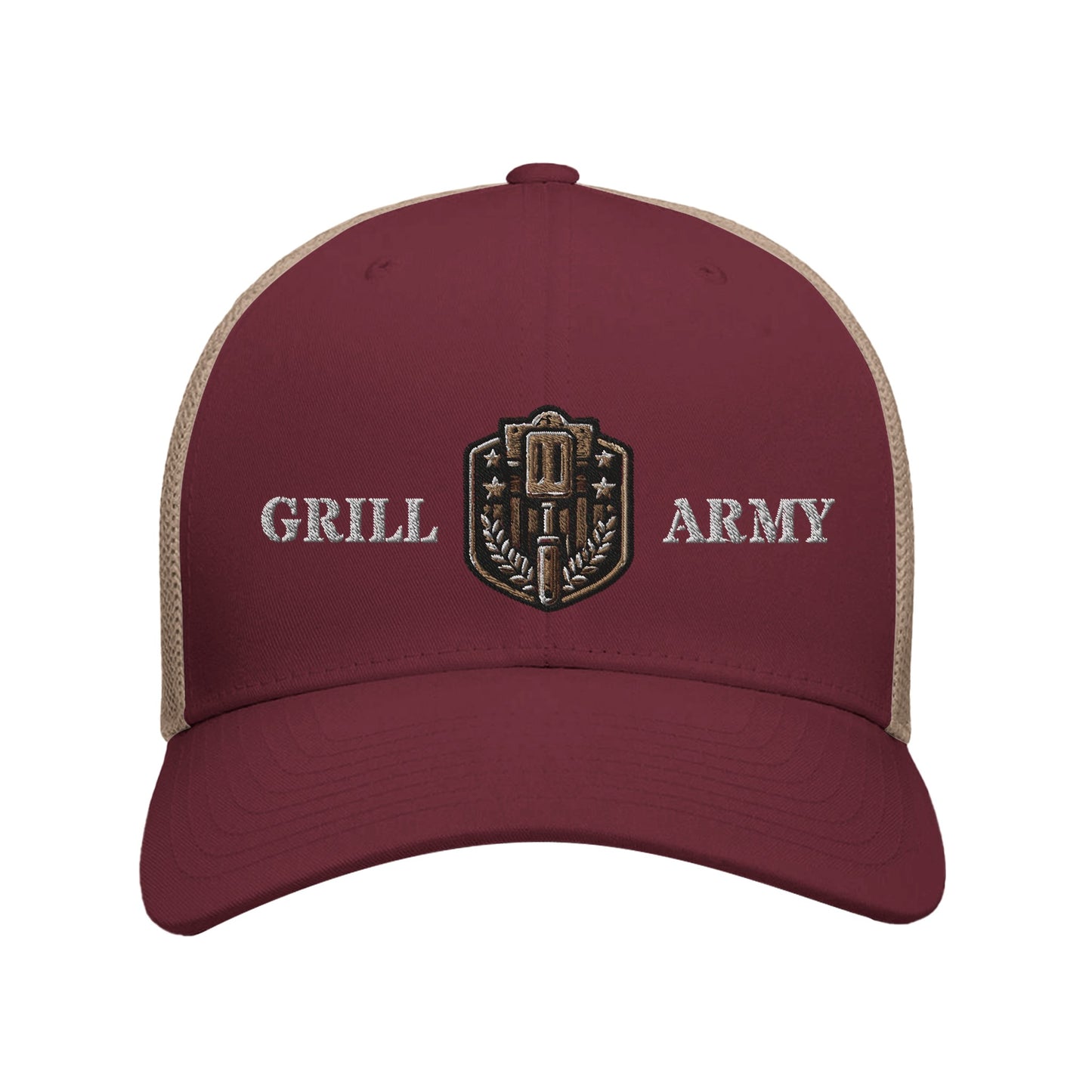 Grill Army military badge Retro Trucker Cap embroidered | 4 colors available moss khaki Alpha BBQ wear BBQ -apparel- BBQ tshirt -BBQ tee