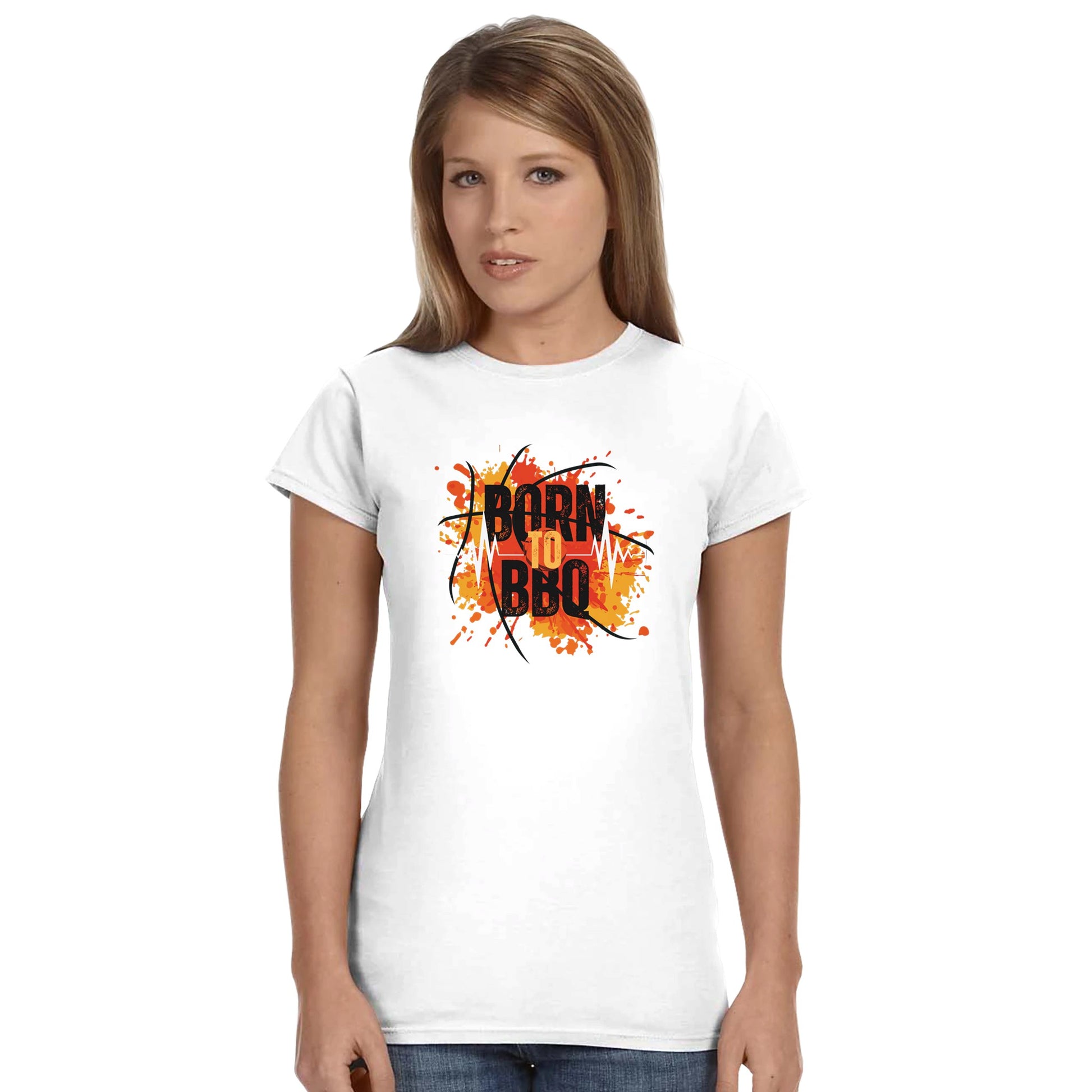 Born to BBQ Classic Womens Crewneck T-shirt Alpha BBQ wear BBQ -apparel- BBQ tshirt -BBQ tee