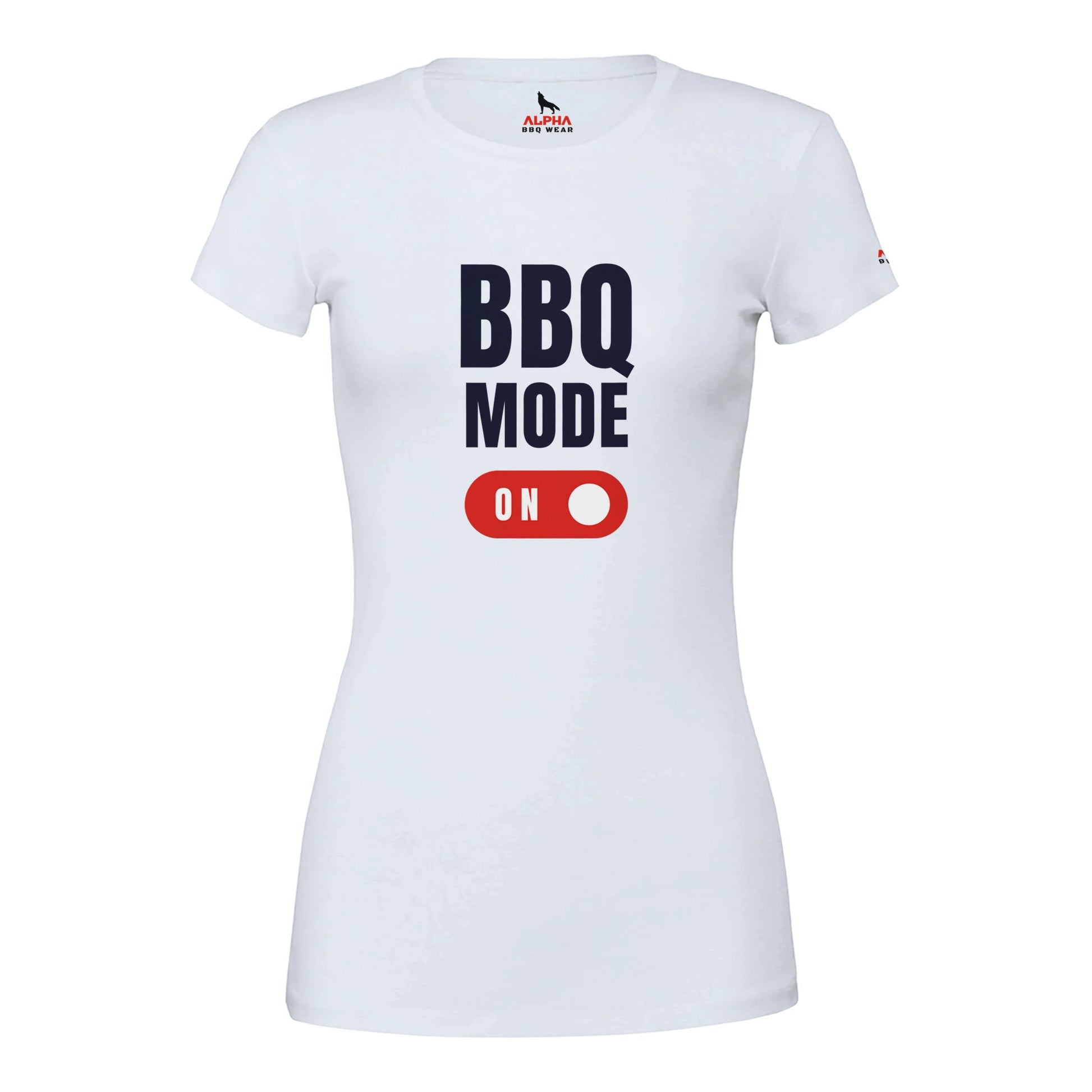BBQ MODE ON Premium Womens Crewneck T-shirt White Alpha BBQ wear BBQ -apparel- BBQ tshirt -BBQ tee