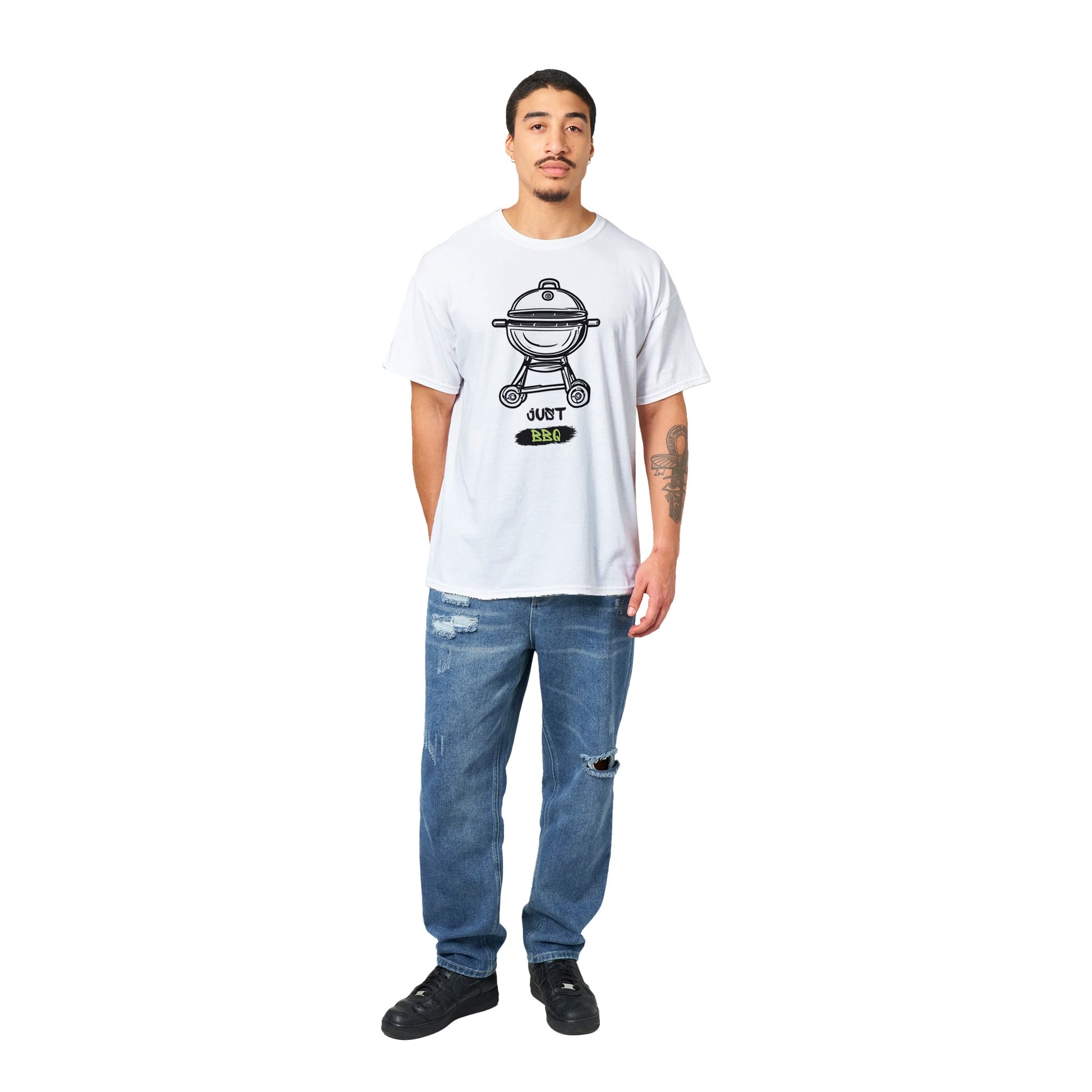 Just BBQ Heavyweight Unisex Crewneck T-shirt Alpha BBQ wear BBQ -apparel- BBQ tshirt -BBQ tee