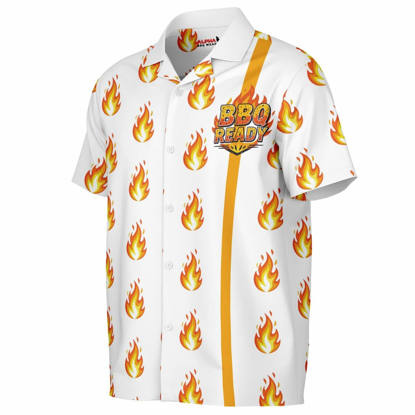 BBQ READY Flame Hawaiian spread Collar Short Sleeve Button-Down Shirt