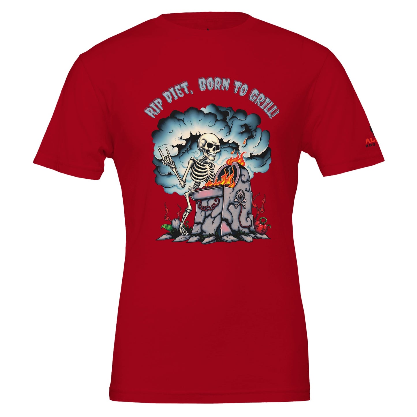 RIP Diet, Born to Grill β the ultimate BBQ T-shirt | Premium Unisex Crewneck T-shirt Red Alpha BBQ wear BBQ -apparel- BBQ tshirt -BBQ tee