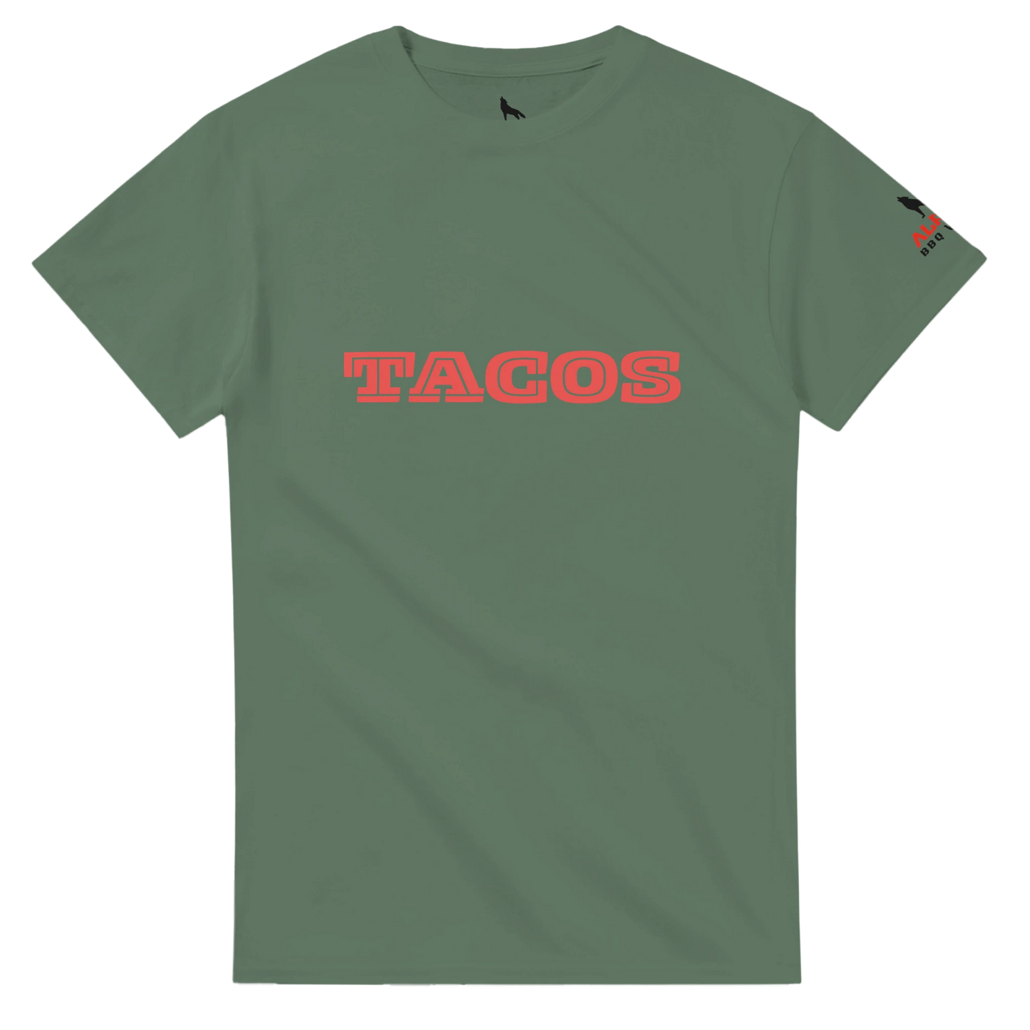 TACOS Custom BBQ T-Shirt – Bold, Simple, Delicious Military Green Alpha BBQ wear BBQ -apparel- BBQ tshirt -BBQ tee