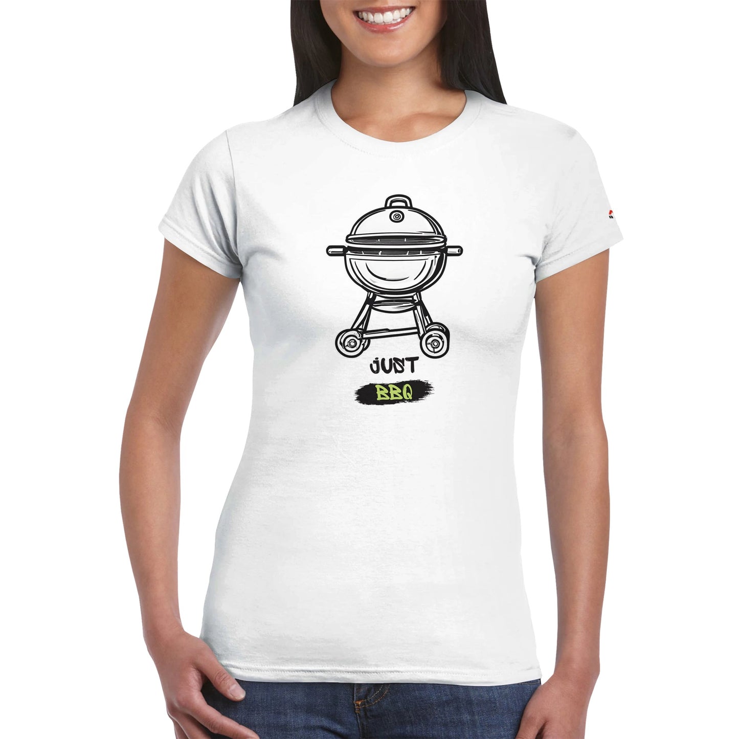 Just BBQ Classic Womens Crewneck T-shirt Alpha BBQ wear BBQ -apparel- BBQ tshirt -BBQ tee