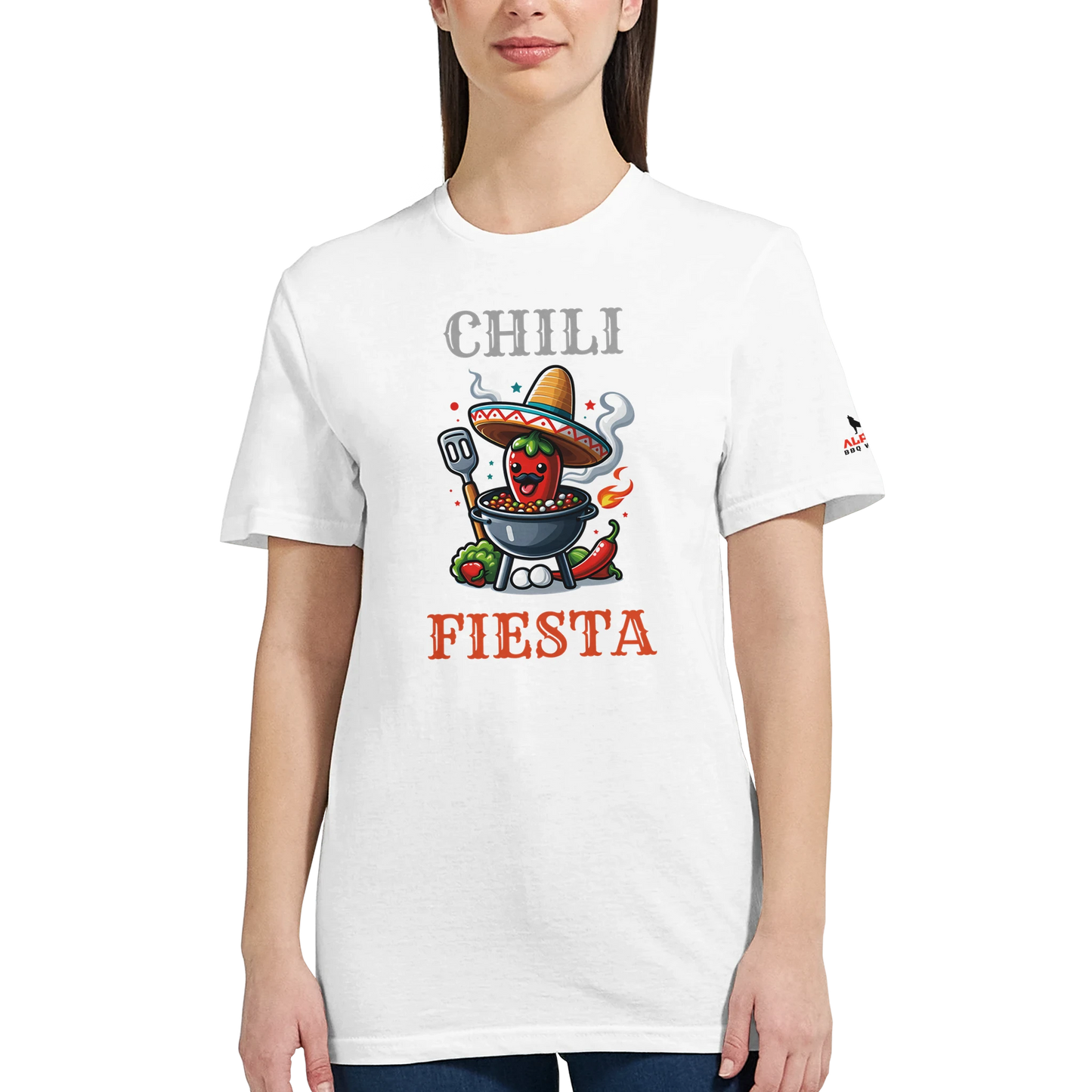Chili fiesta Classic Womens Crewneck T-shirt Alpha BBQ wear BBQ -apparel- BBQ tshirt -BBQ tee