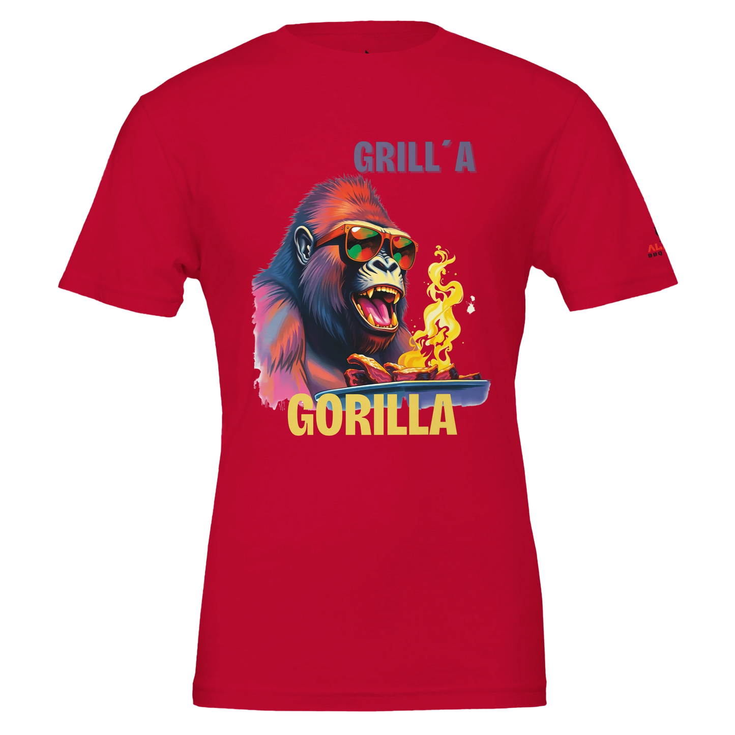 π₯ Grilla Gorilla β The Ultimate BBQ Hero! π₯ | Premium Unisex Crewneck T-shirt | Bella + Canvas 3001 Red Alpha BBQ wear BBQ -apparel- BBQ tshirt -BBQ tee