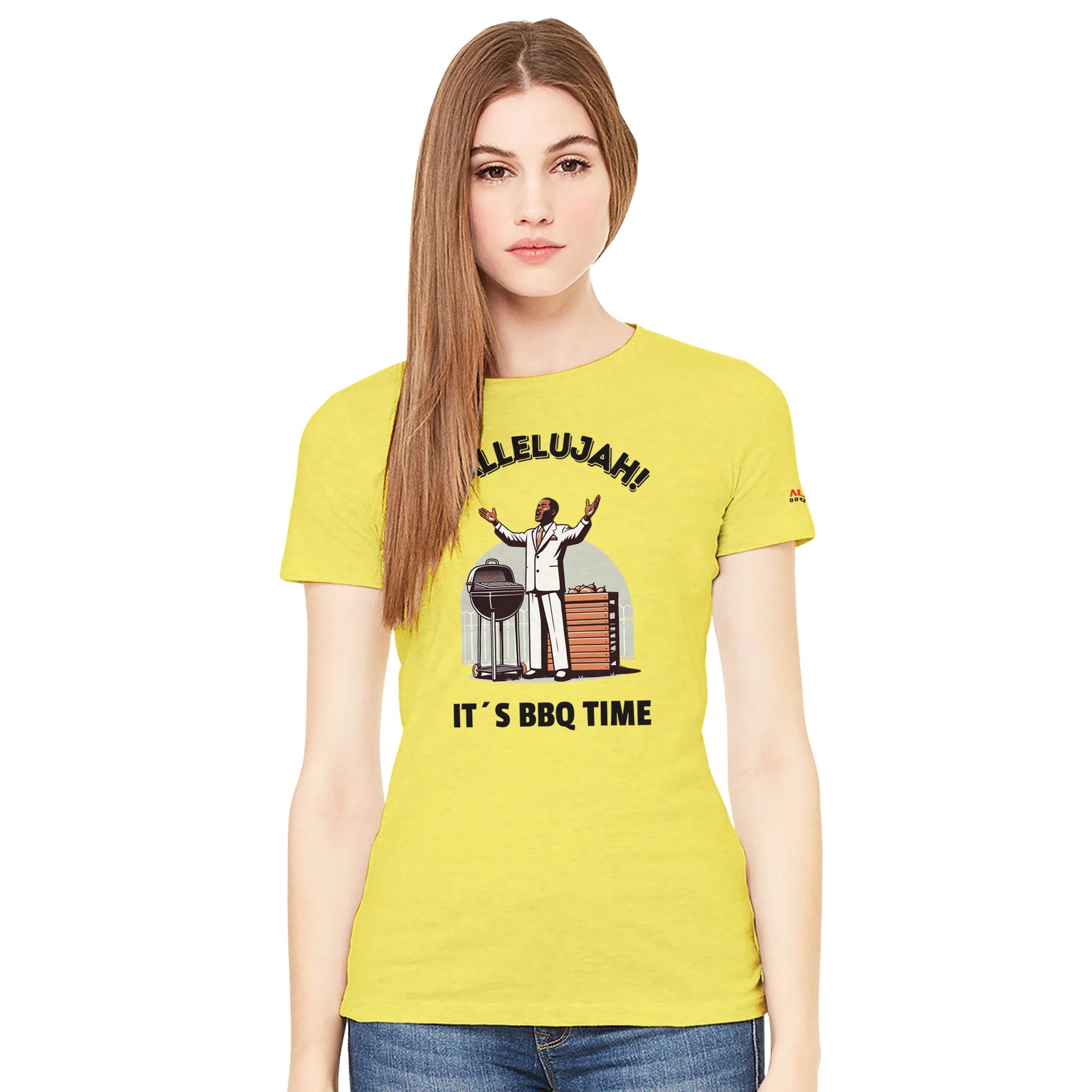 Hallelujah Premium Womens Crewneck T-shirt Alpha BBQ wear BBQ -apparel- BBQ tshirt -BBQ tee