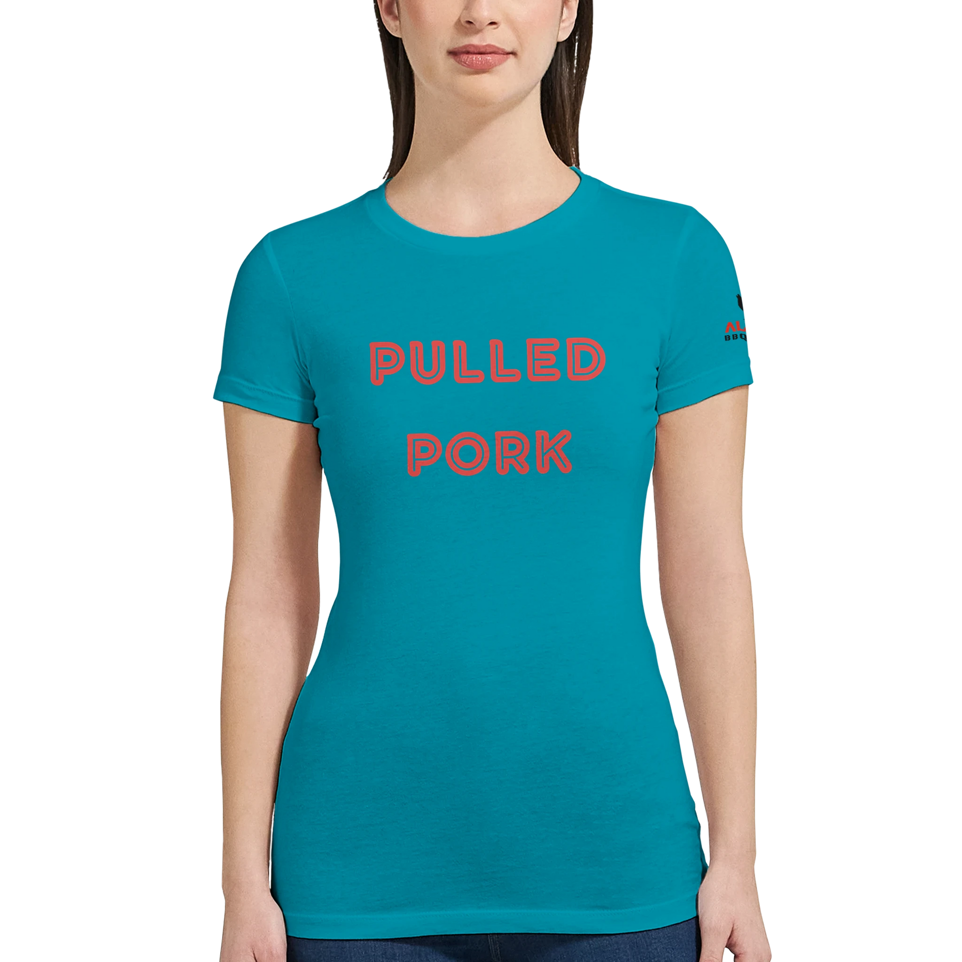 PULLED PORK Custom BBQ T-Shirt Premium Womens Crewneck Alpha BBQ wear BBQ -apparel- BBQ tshirt -BBQ tee